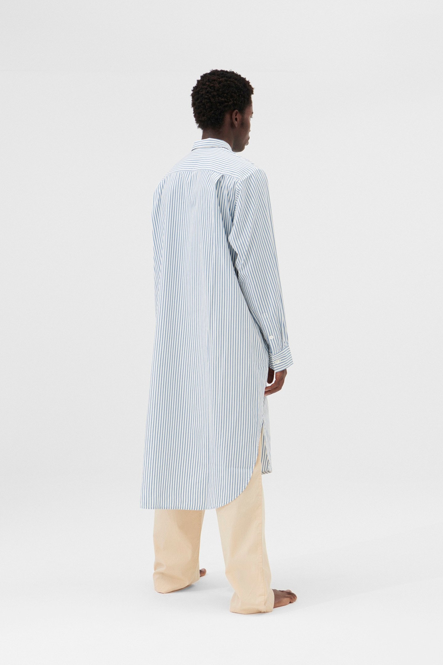 UNISEX POPLIN, NIGHT SHIRT PLACID BLUE STRIPES 2