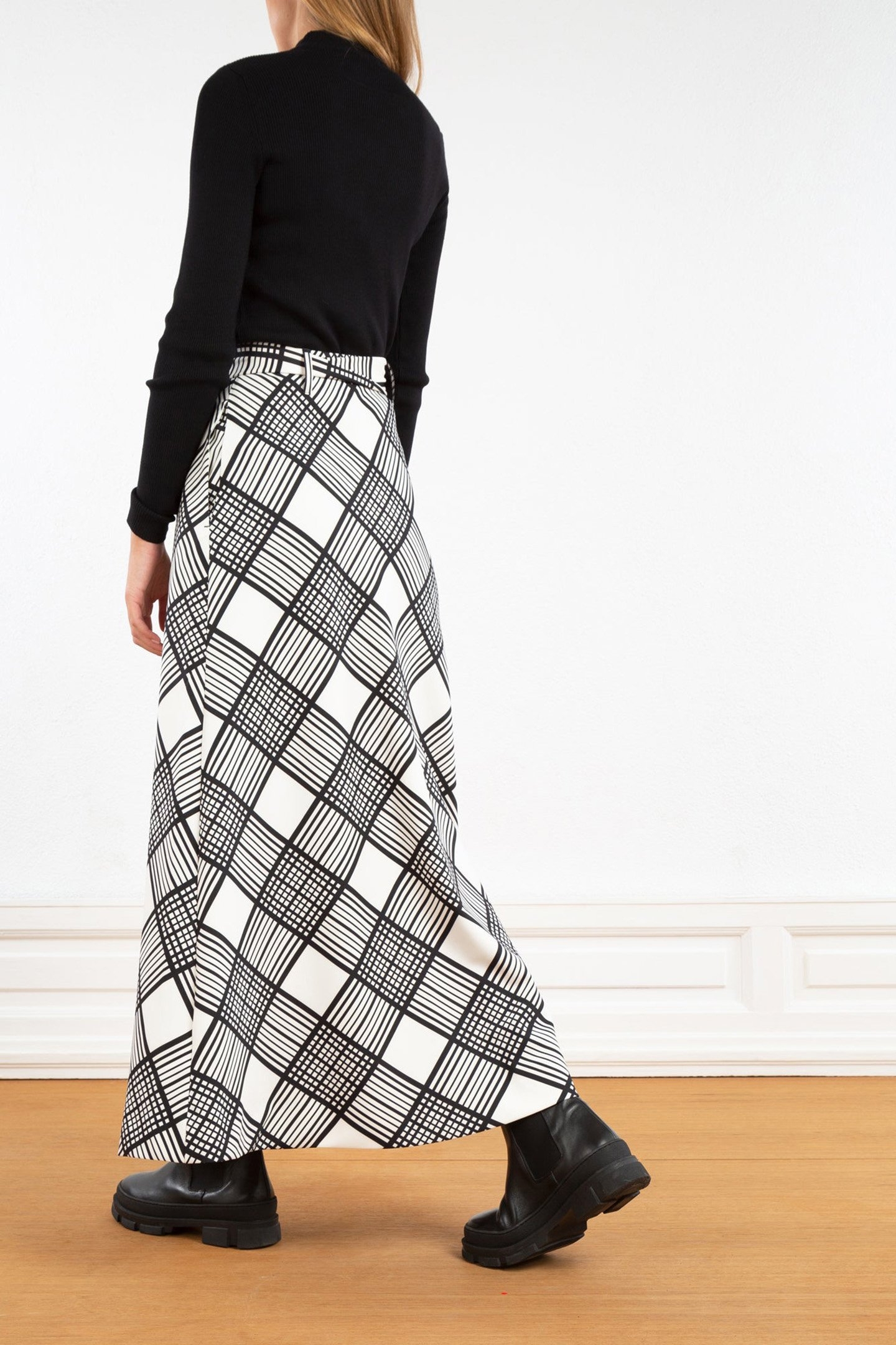 SKIRT BIG CHECK BIAS ECRU/BLACK 2