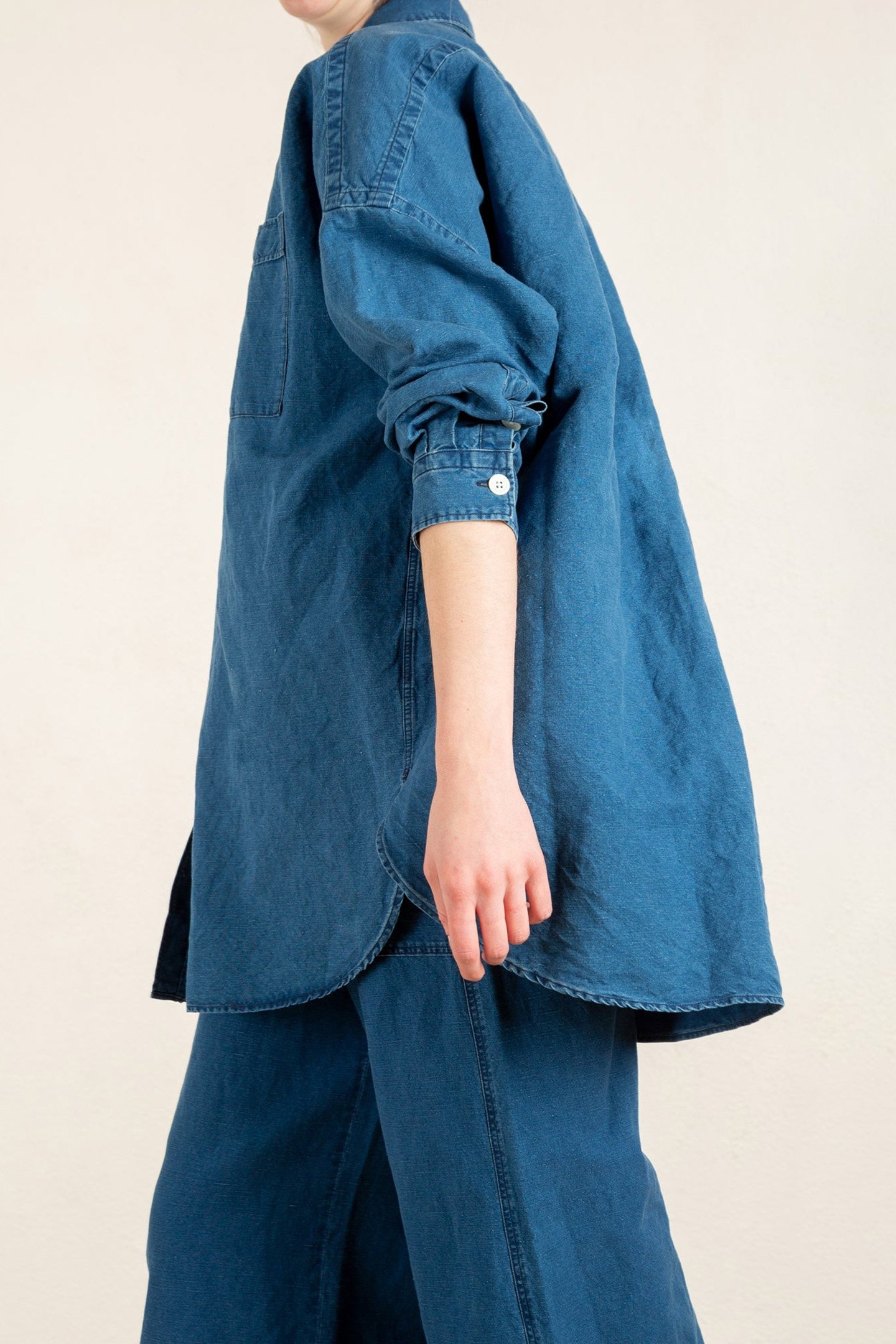 WIDE DENIM BLOUSE LINEN BLUE 4
