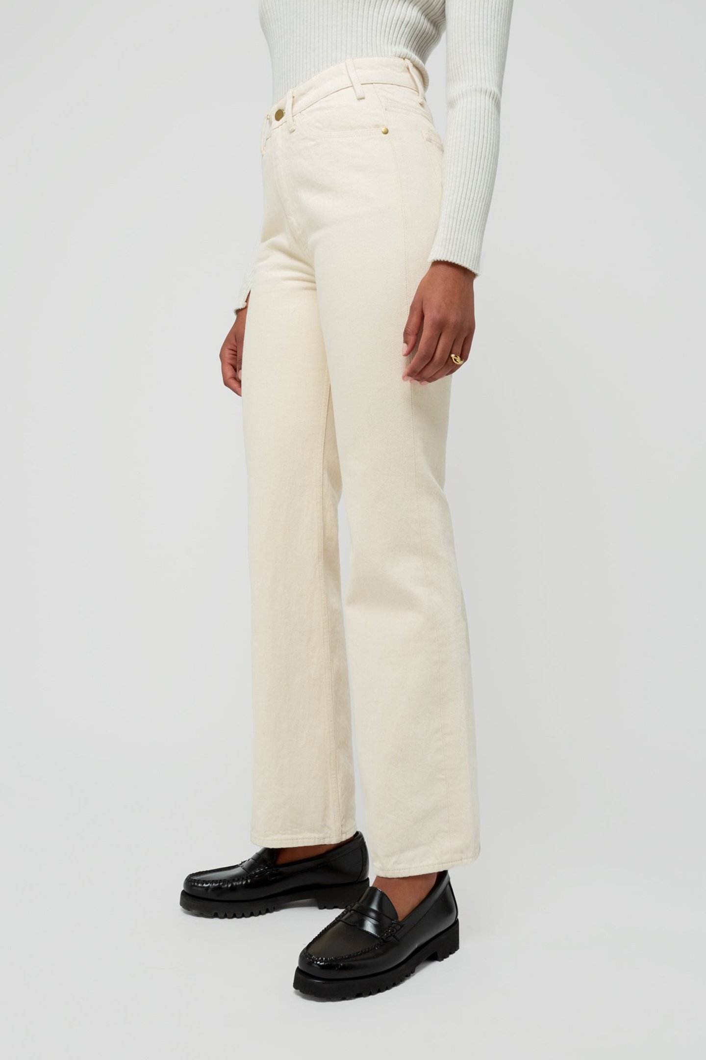 LIGHT FLARED DENIM JEANS ECRU 1