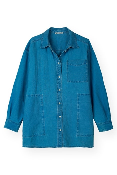 CLASSIC SHIRT WASHED LINNEN BLUE 2
