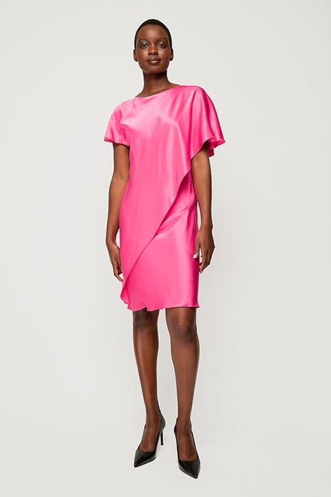 DRESS SATIN FLUID SLEEVE CARMINE ROSE 1