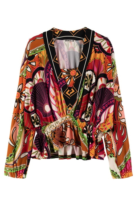 TOP PRINTED FUN BATSLEEVE LIMELIGHT/BROWN/VIOLET 3