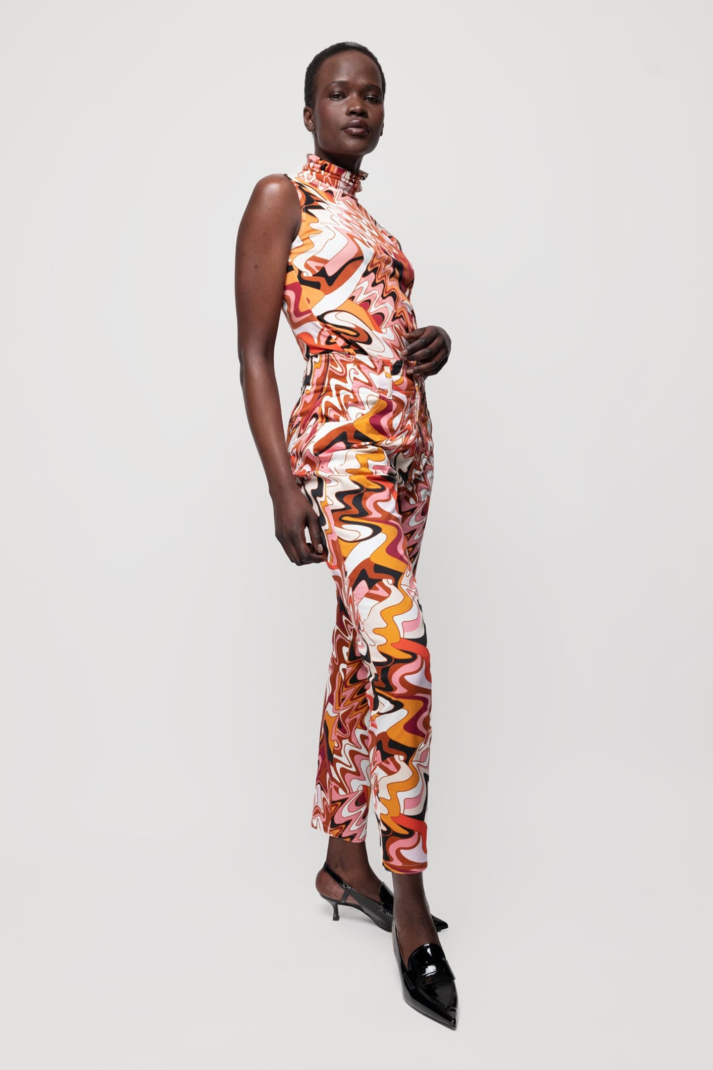 TOP SWIRL SLEEVELESS LEATHER BROWN/LIGHT PINK 4