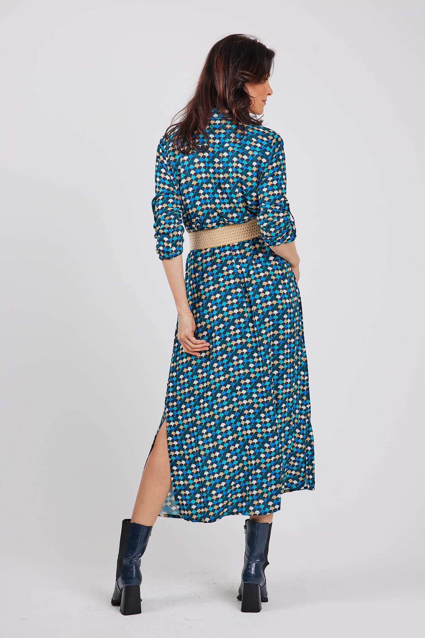 DRESS BLUSH CAMPANULA BLUE WITH SUNSET PRINT 2