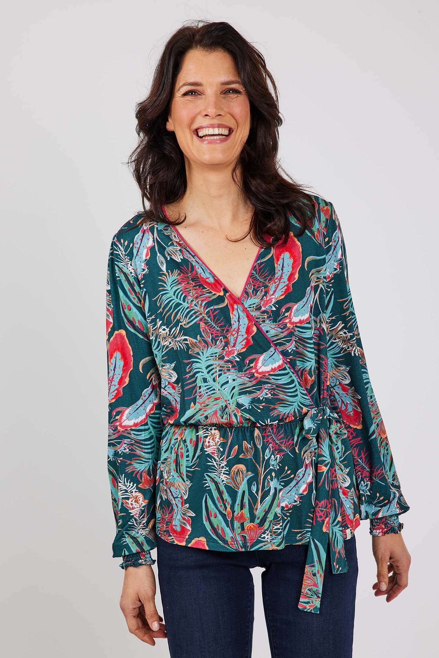 WIKKELTOP PEACH MEDITERRANEA GREEN WITH HONOLULU PRINT 1