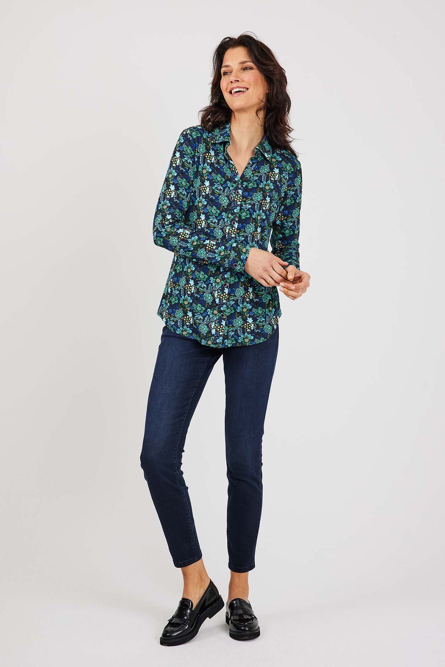 JERSEY BLOUSE GWEN DARKBLUE WITH EYECANDY MULTI XS 2