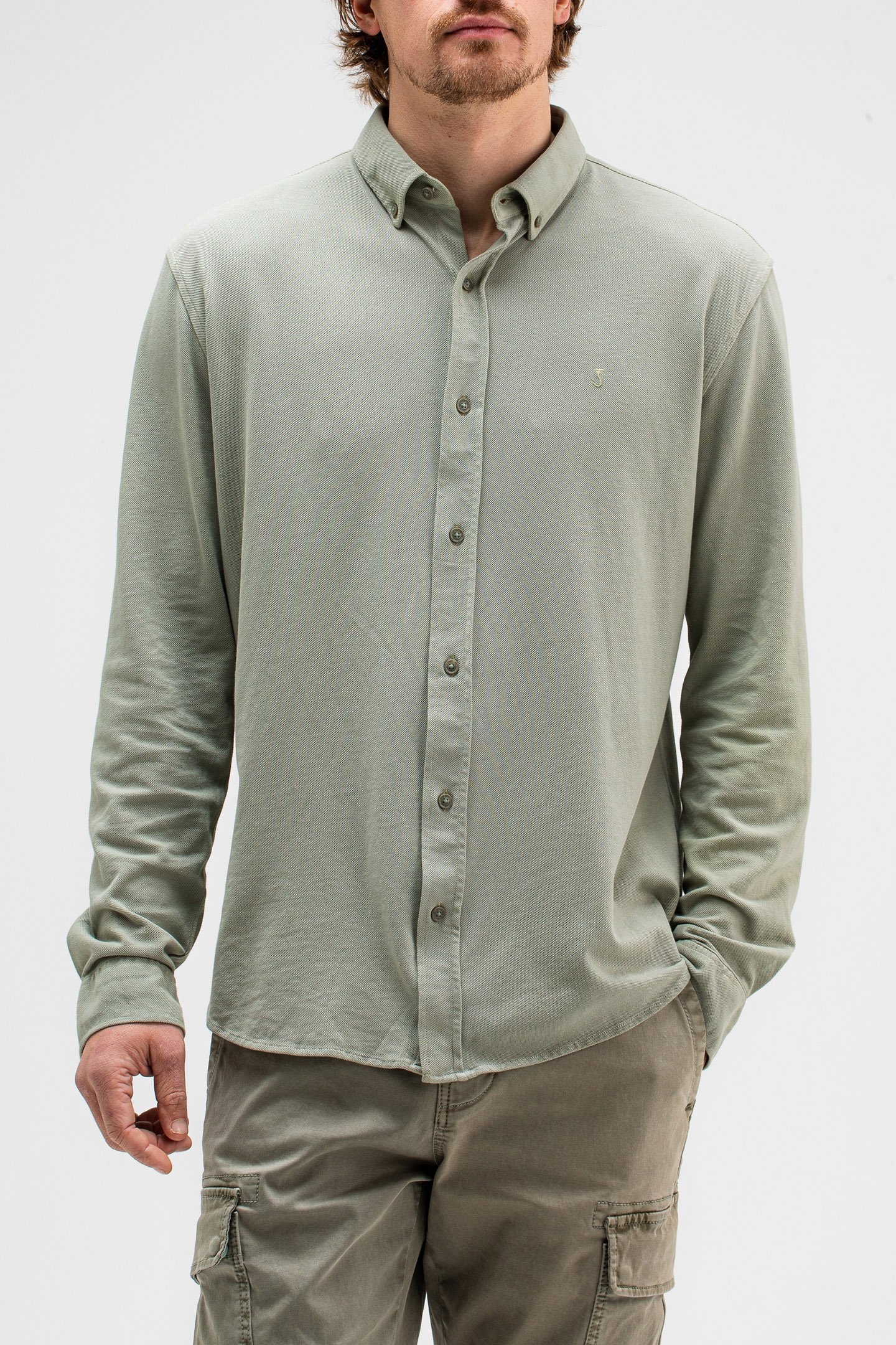 ROBBINS CLEAN PIQUE SHIRT DK. DELPHI GREEN 1