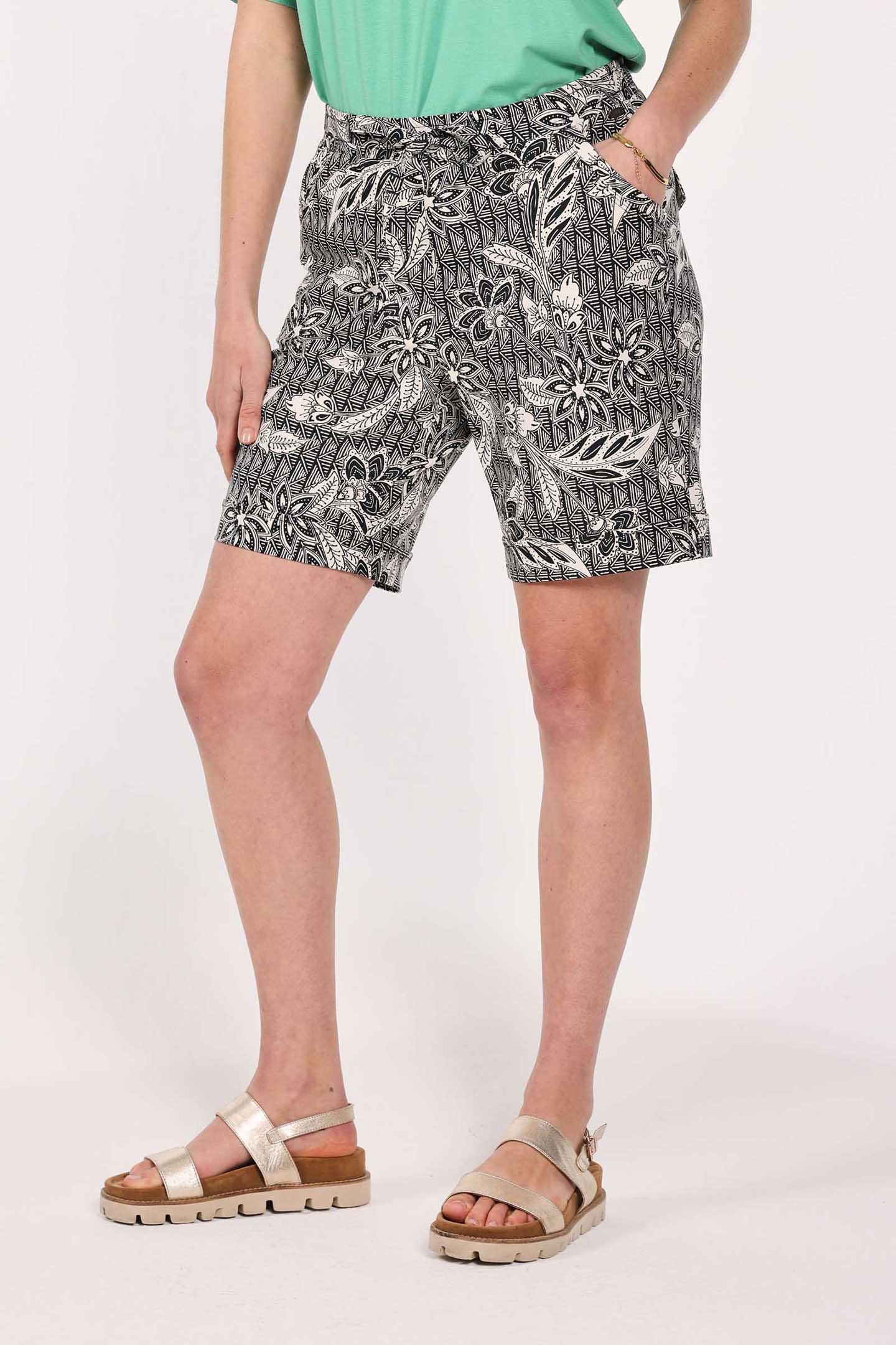 TRAVEL BERMUDA VOLARE PRINT BLACK AND WHITE WITH STRUCTURED  1