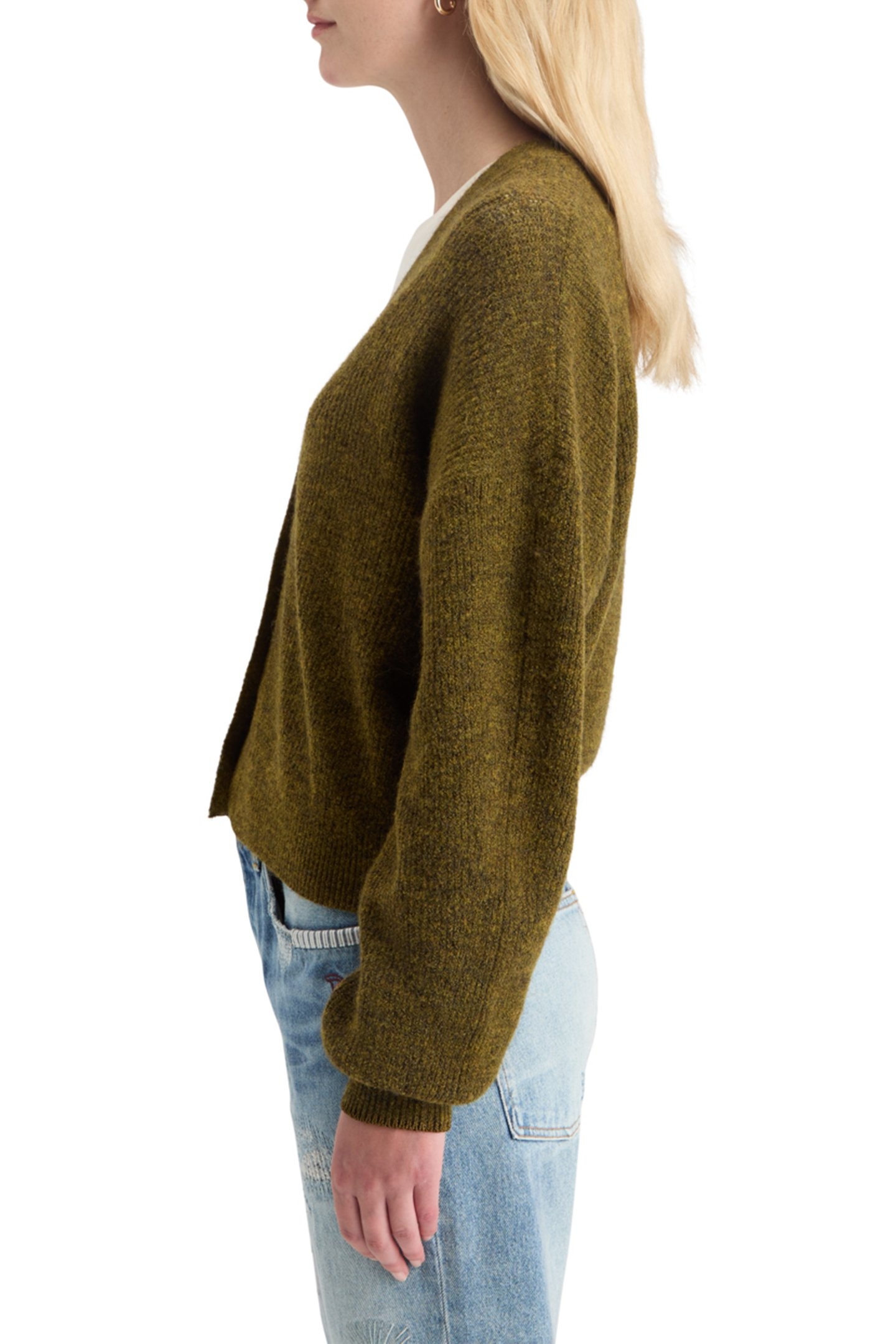 FUZZY RELAXED CARDIGAN OLIVE MELANGE 6
