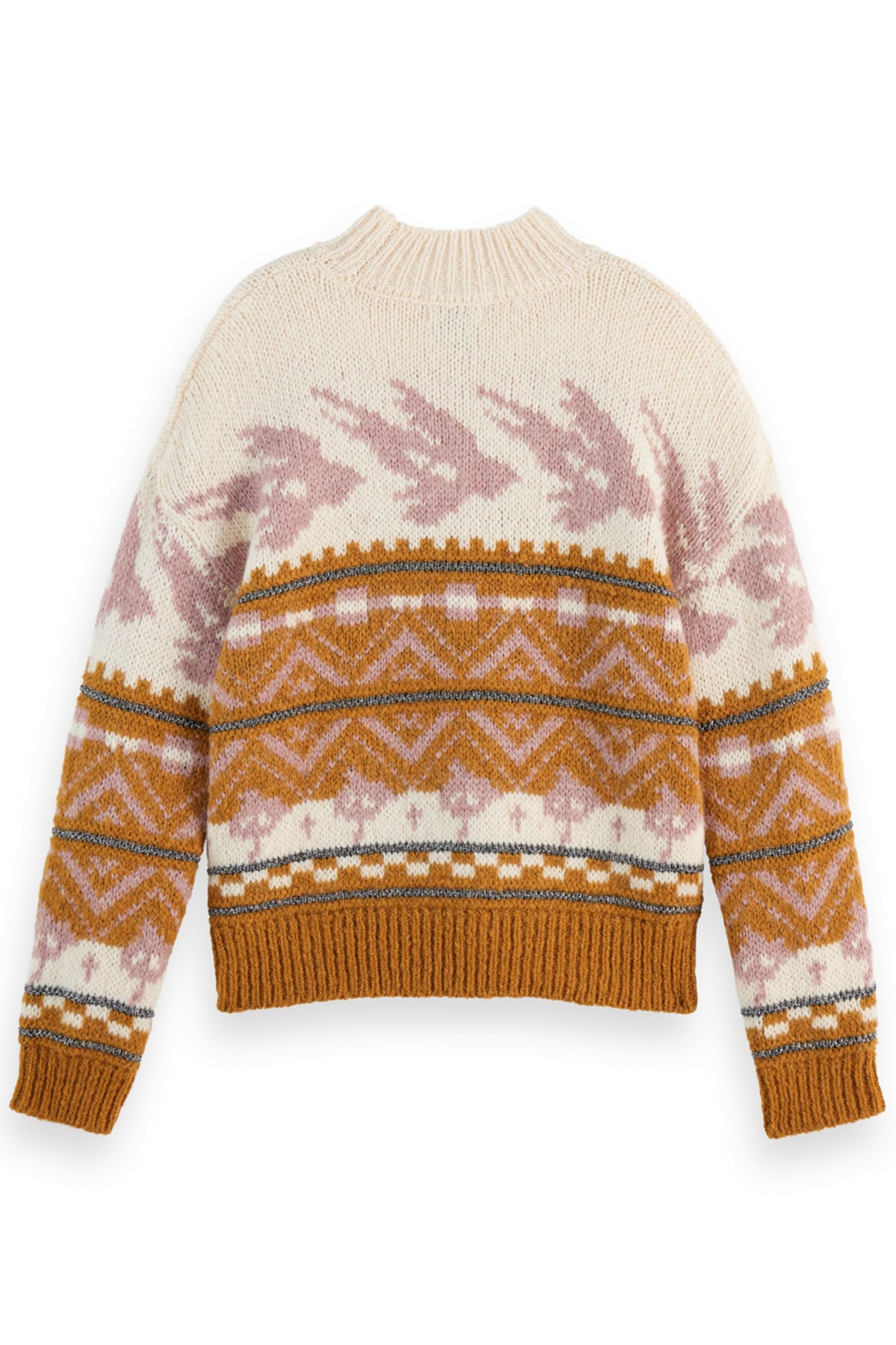 METALLIC FAIR ISLE PULLOVER TOBACCO 5