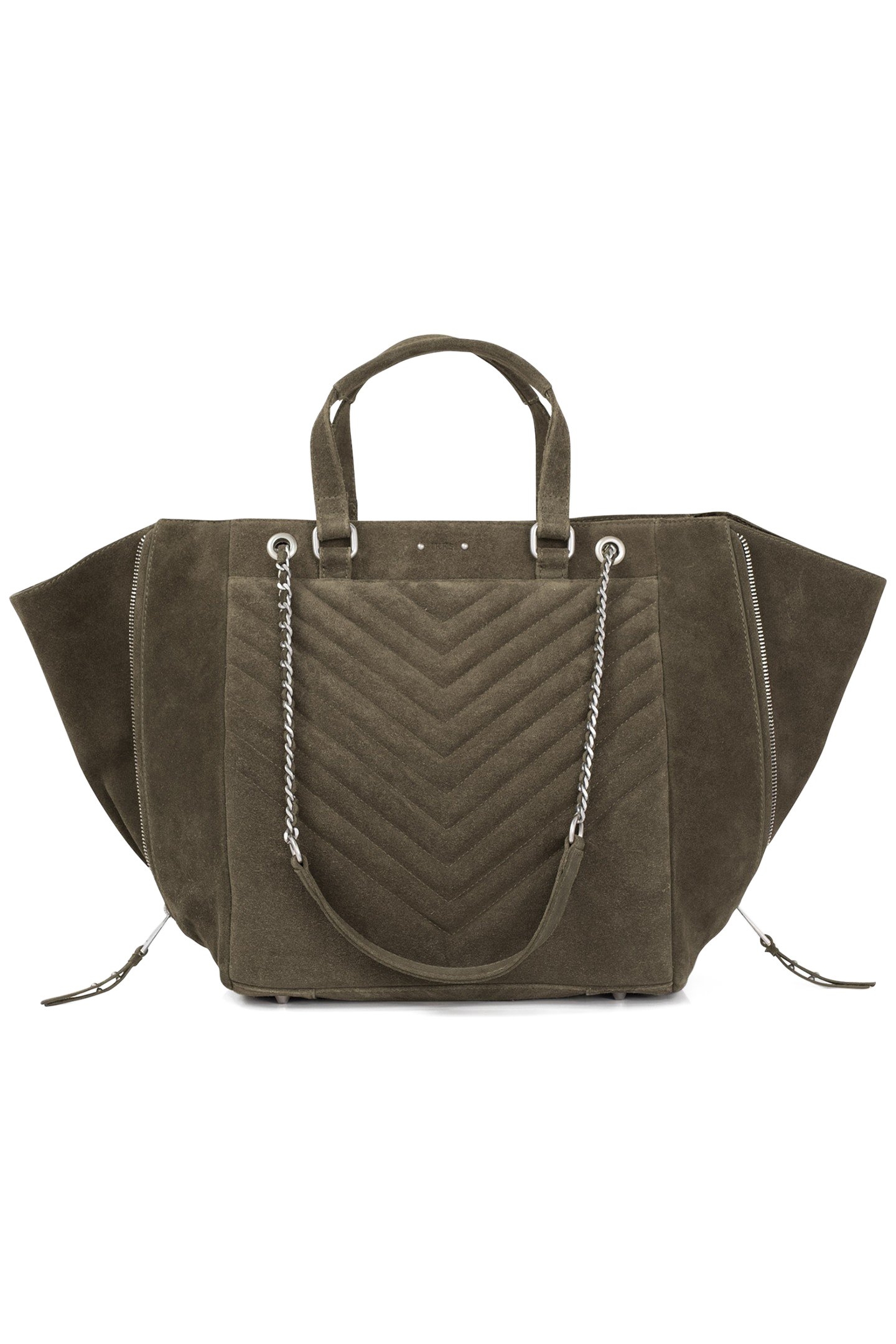 LE 1440 KAKI HERRINGBONE QUILTED SHOPPING BAG 1