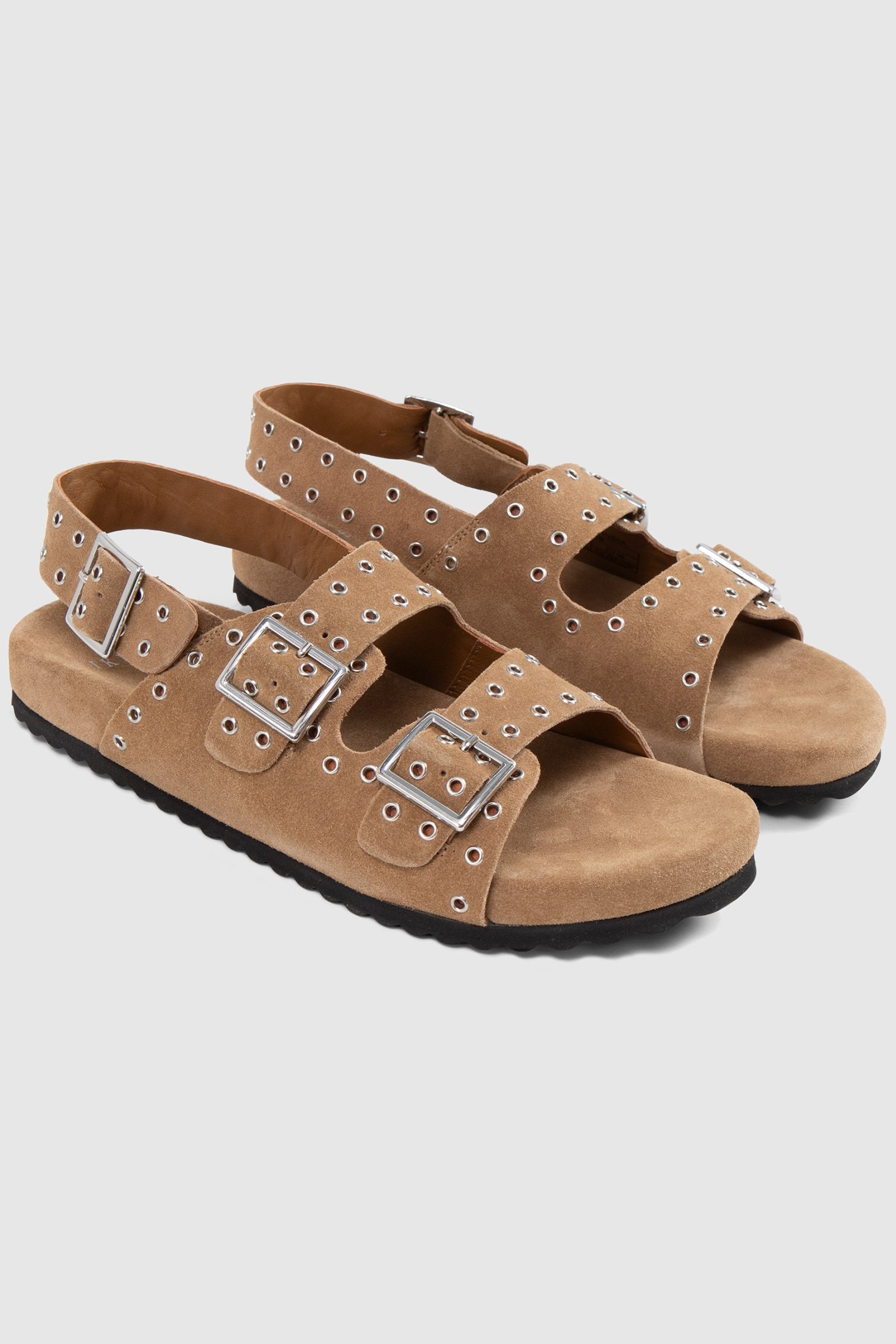SAND SUEDE SANDALS WITH EYELET STRAPS 3