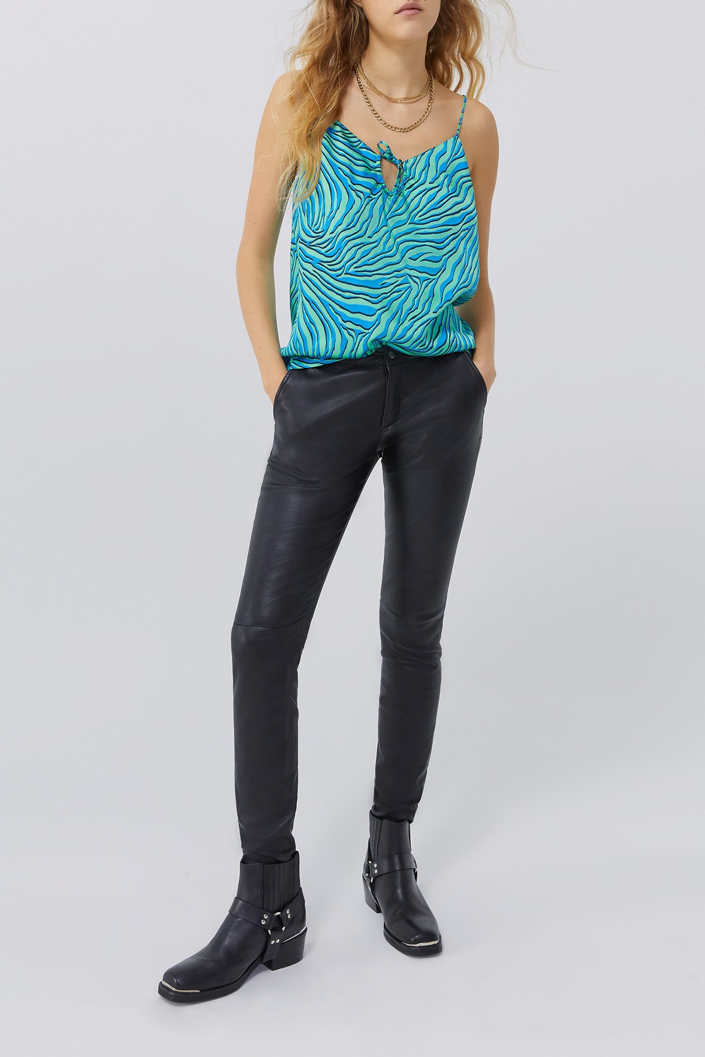 TURQUOISE ZEBRA PRINT STRAPPY CAMISOLE 3