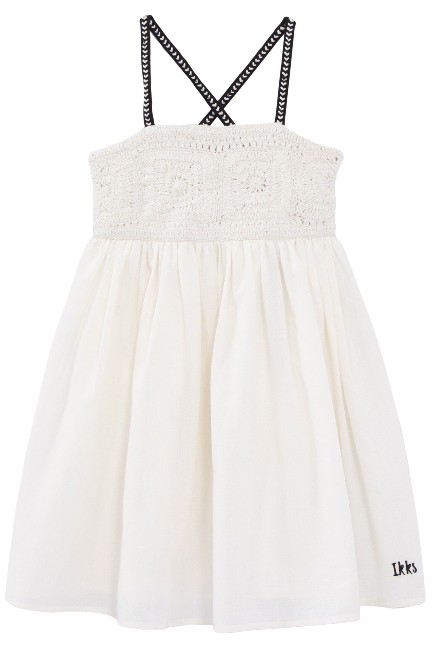 GIRLS’ ECRU DRESS WITH LACE MACRAMÉ DICKEY 1