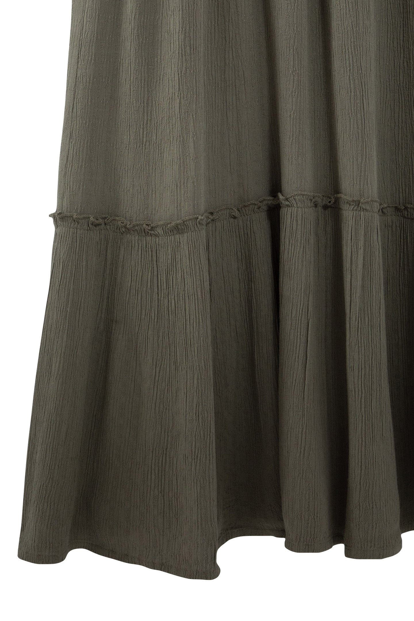 GIRLS’ KHAKI CREPE LONG DRESS WITH WOVEN DECOR 5