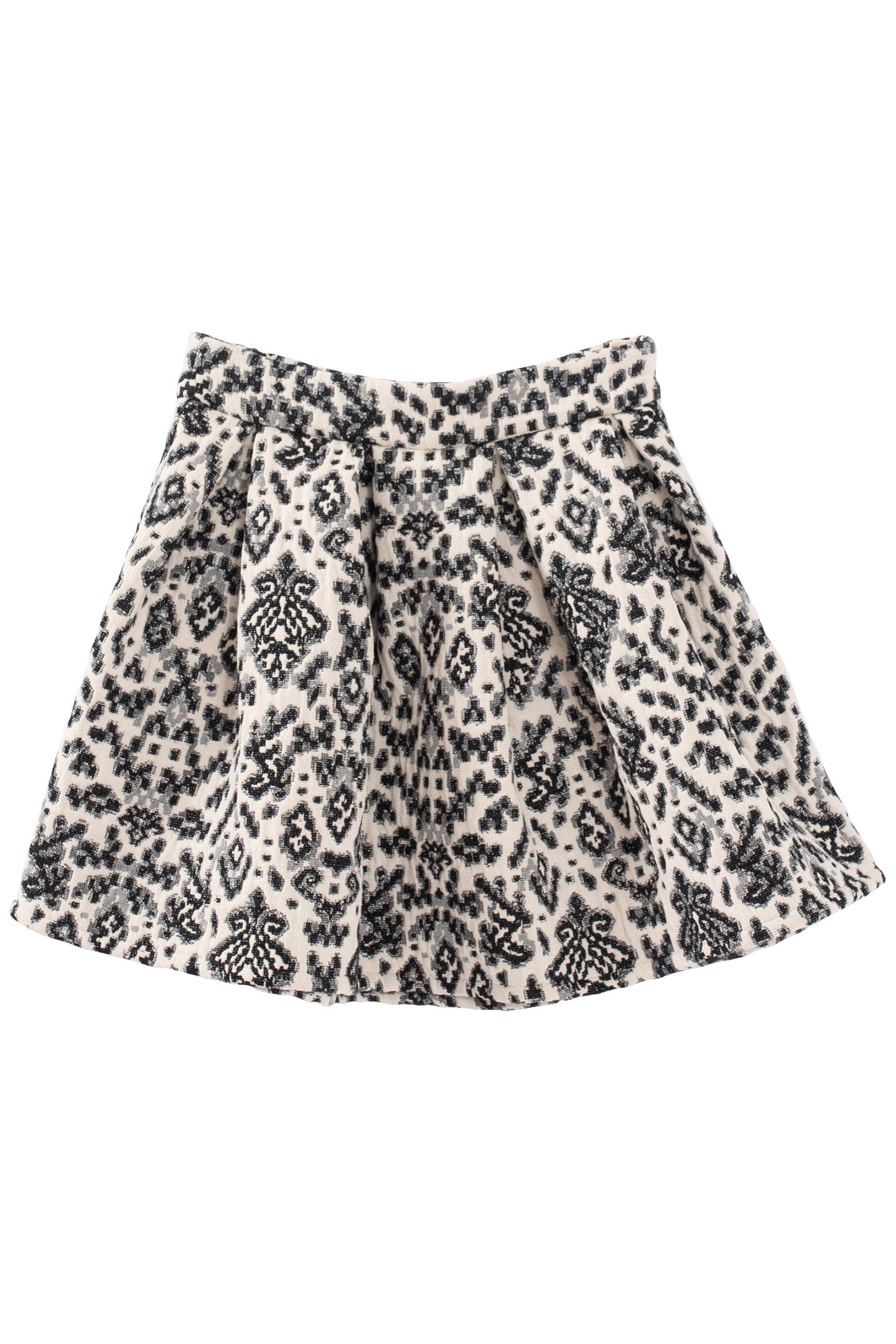 GIRLS’ BLACK AND BEIGE JACQUARD PRINT SKIRT 2