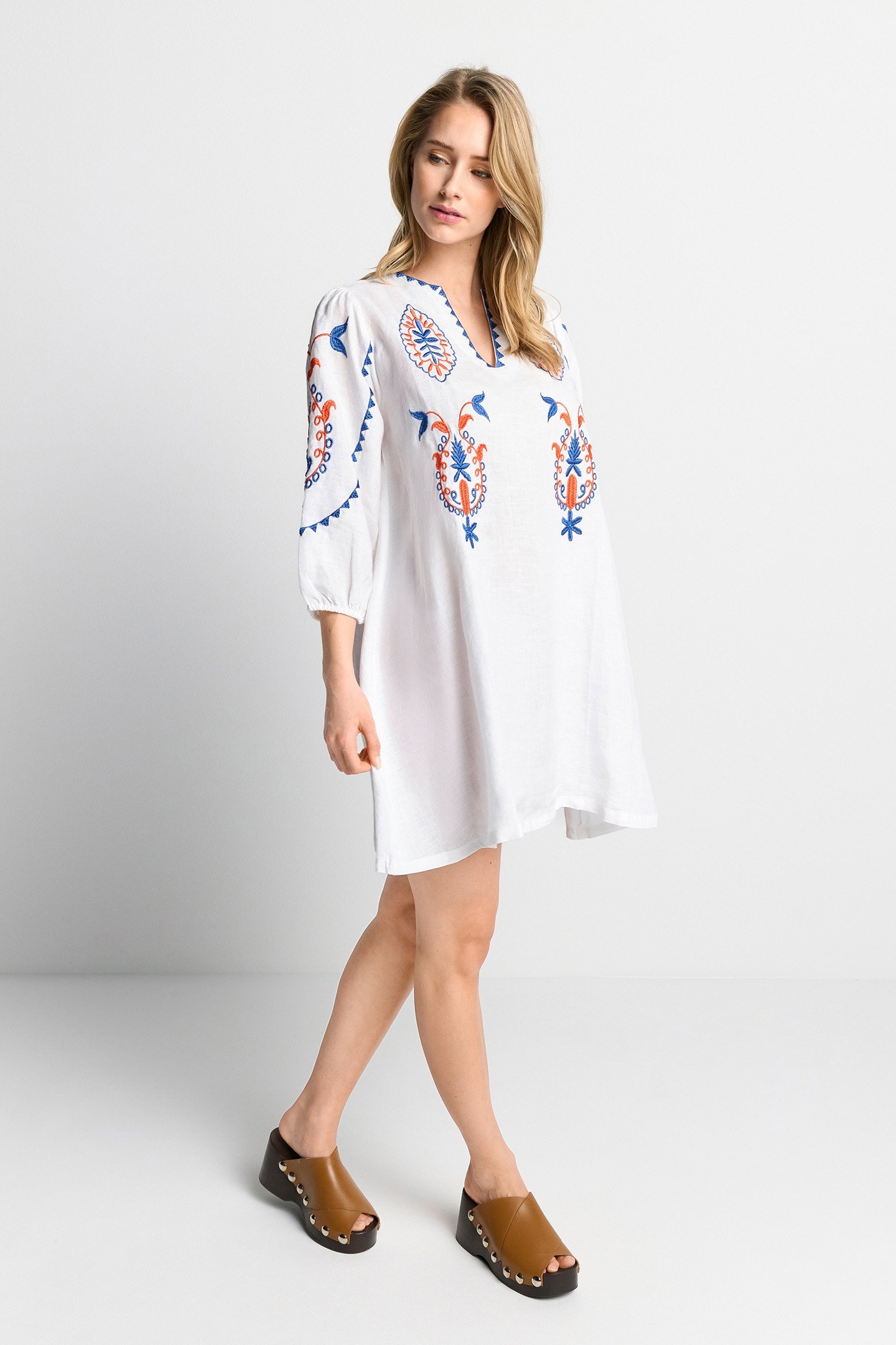 EMBROIDERY MINI DRESS AZZURE BLUE 4