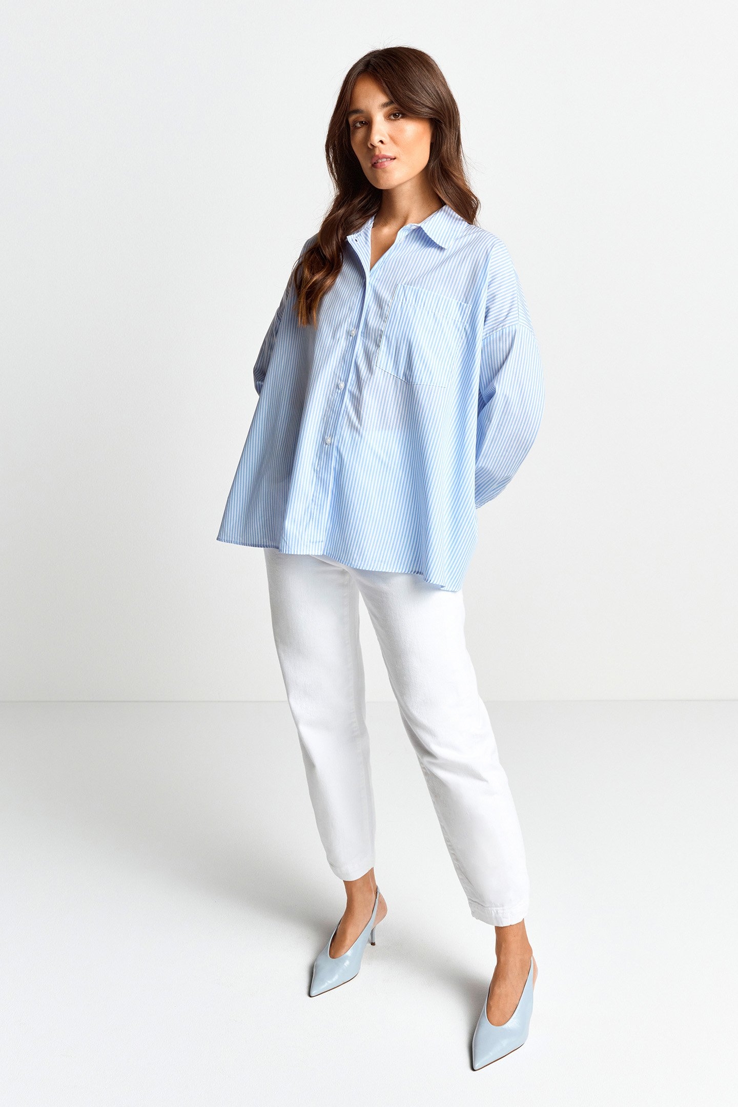 OVERSIZED STRIPED BLOUSE ORGANIC COTTON BLUE 2