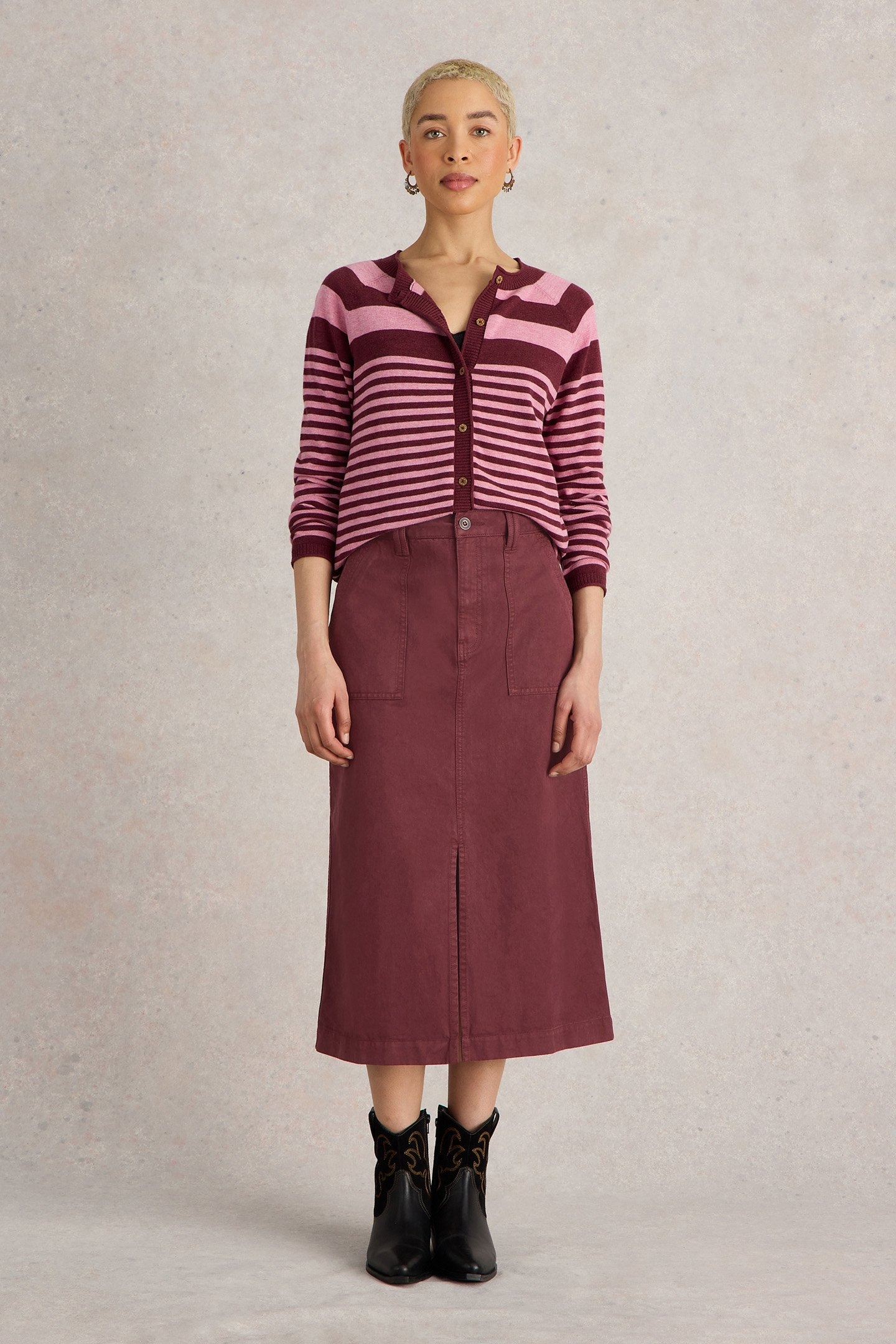 MAREN MIDI SKIRT DARK PLUM 1