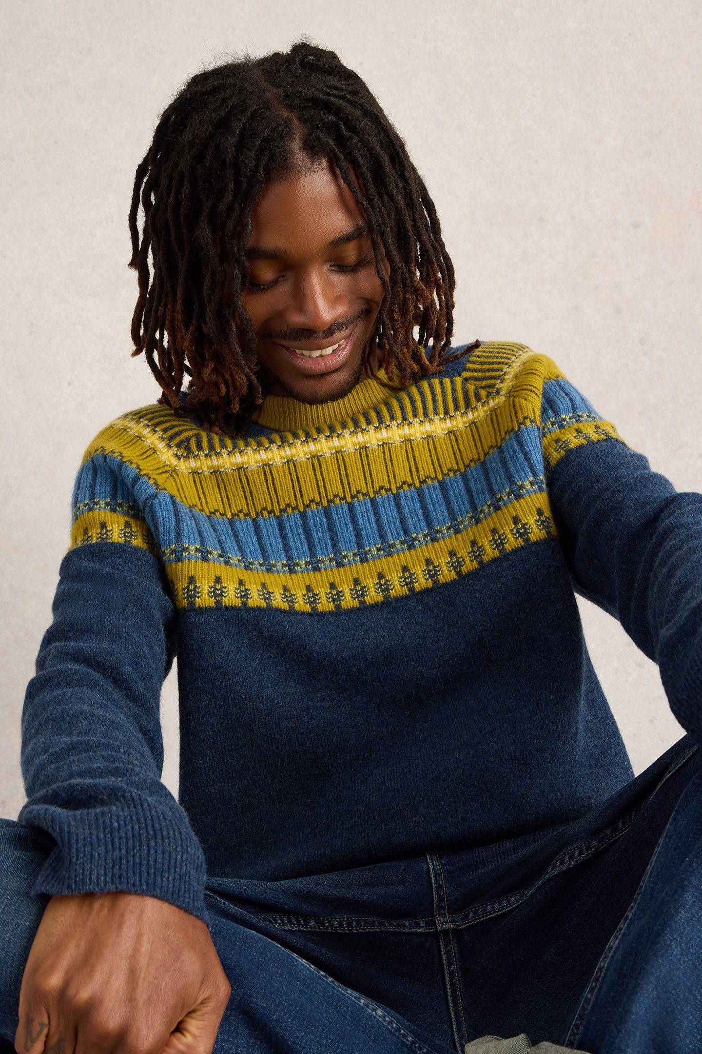 BLOCK FAIRISLE CREW NECK NAVY MULTI 4