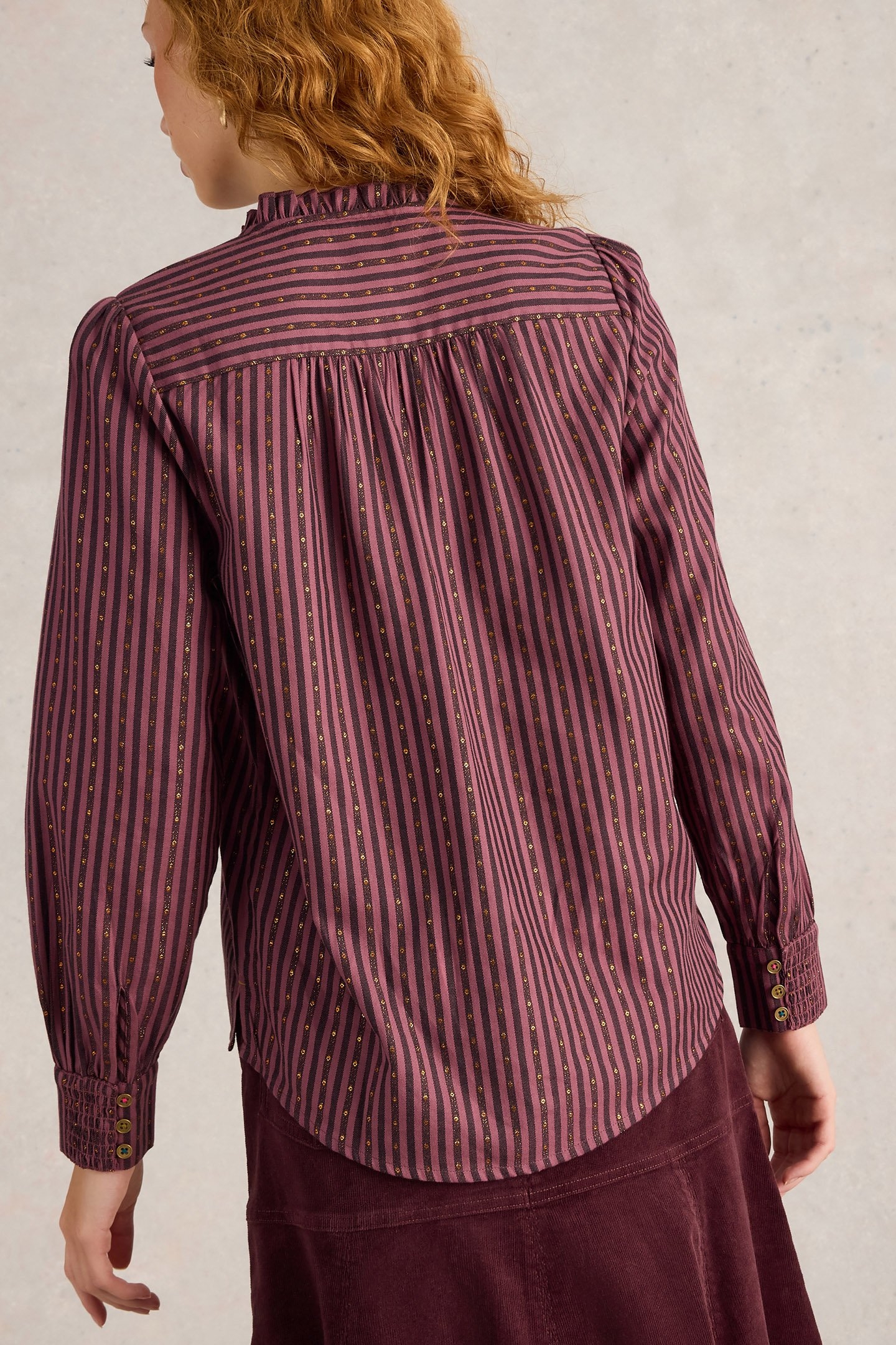 ASTER METALLIC STRIPE SHIRT PLUM MULTI 2