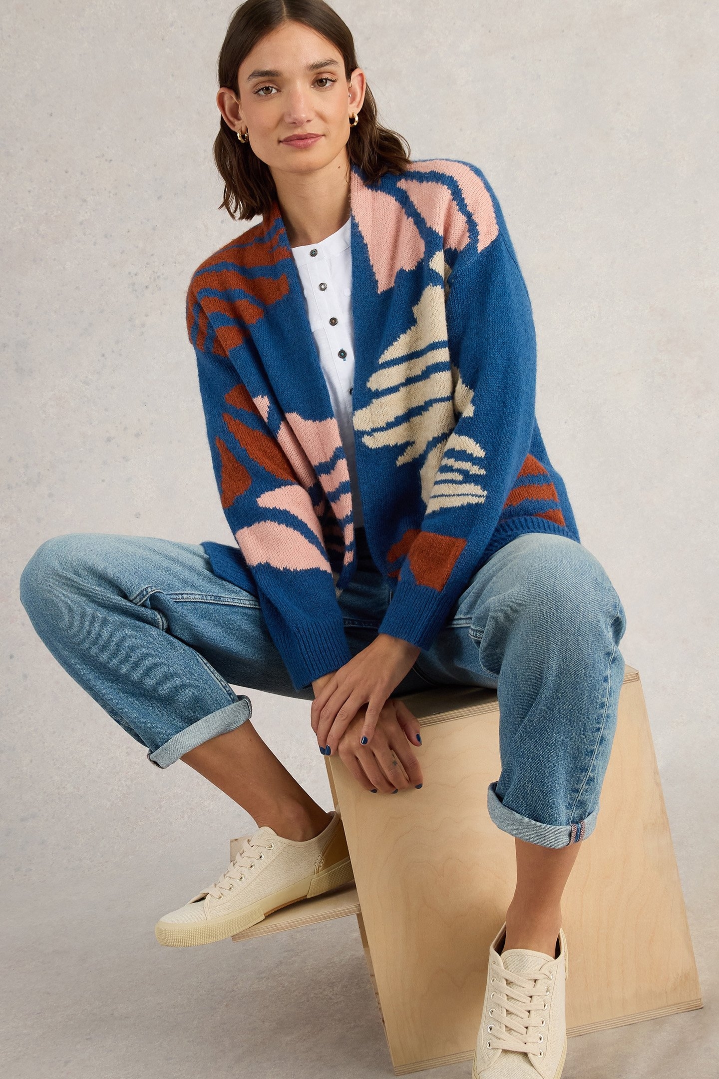 LOUISA LONGLINE CARDI BLUE MULTI 4