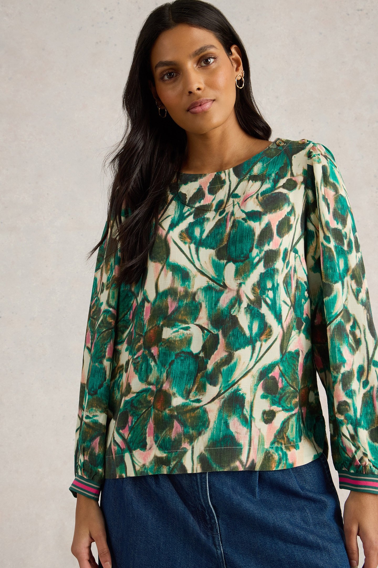 ANGIE TOP GREEN PRINT 1