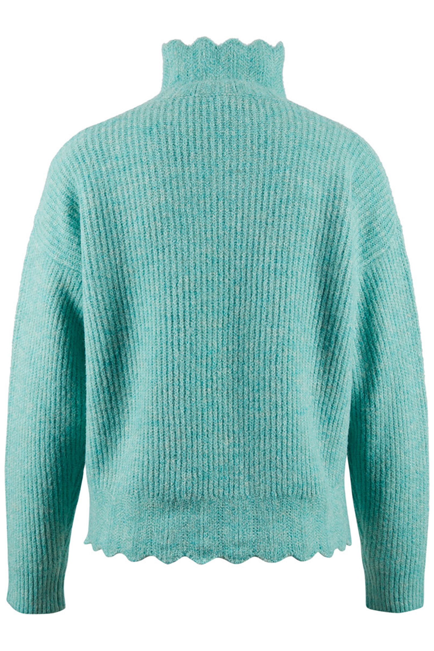 SHORT PULLOVER WITH SCALLOPED HEMS IN GREEN 2
