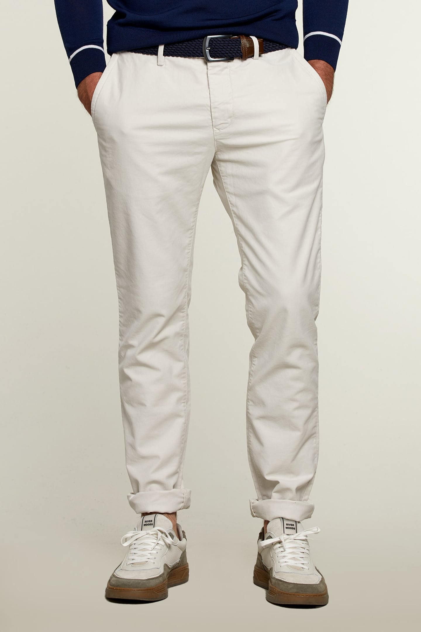 SLIM FIT COTTON CHINO CHALK 1