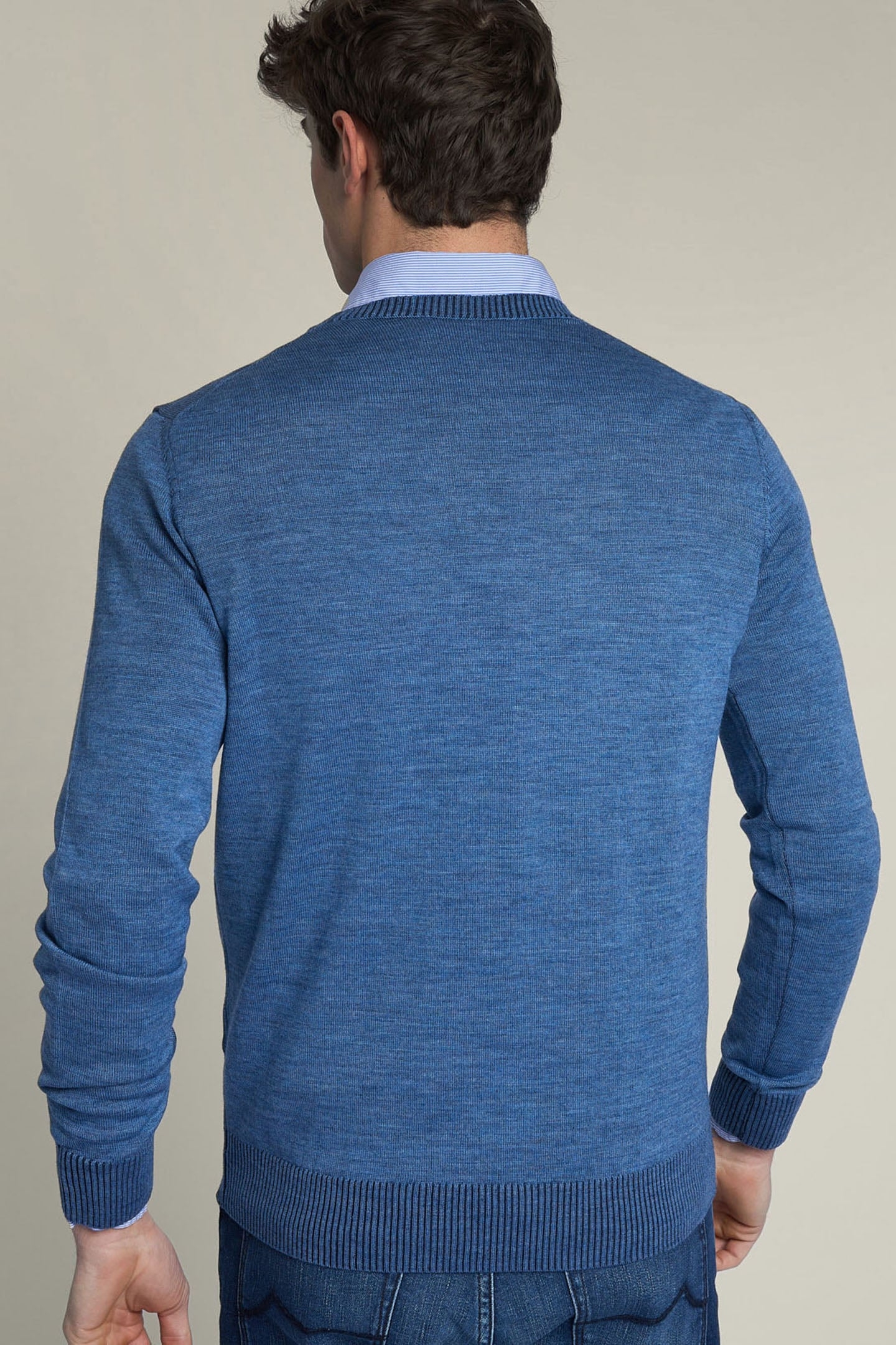 SLIM FIT ROUND NECK PULLOVER BLUE 2