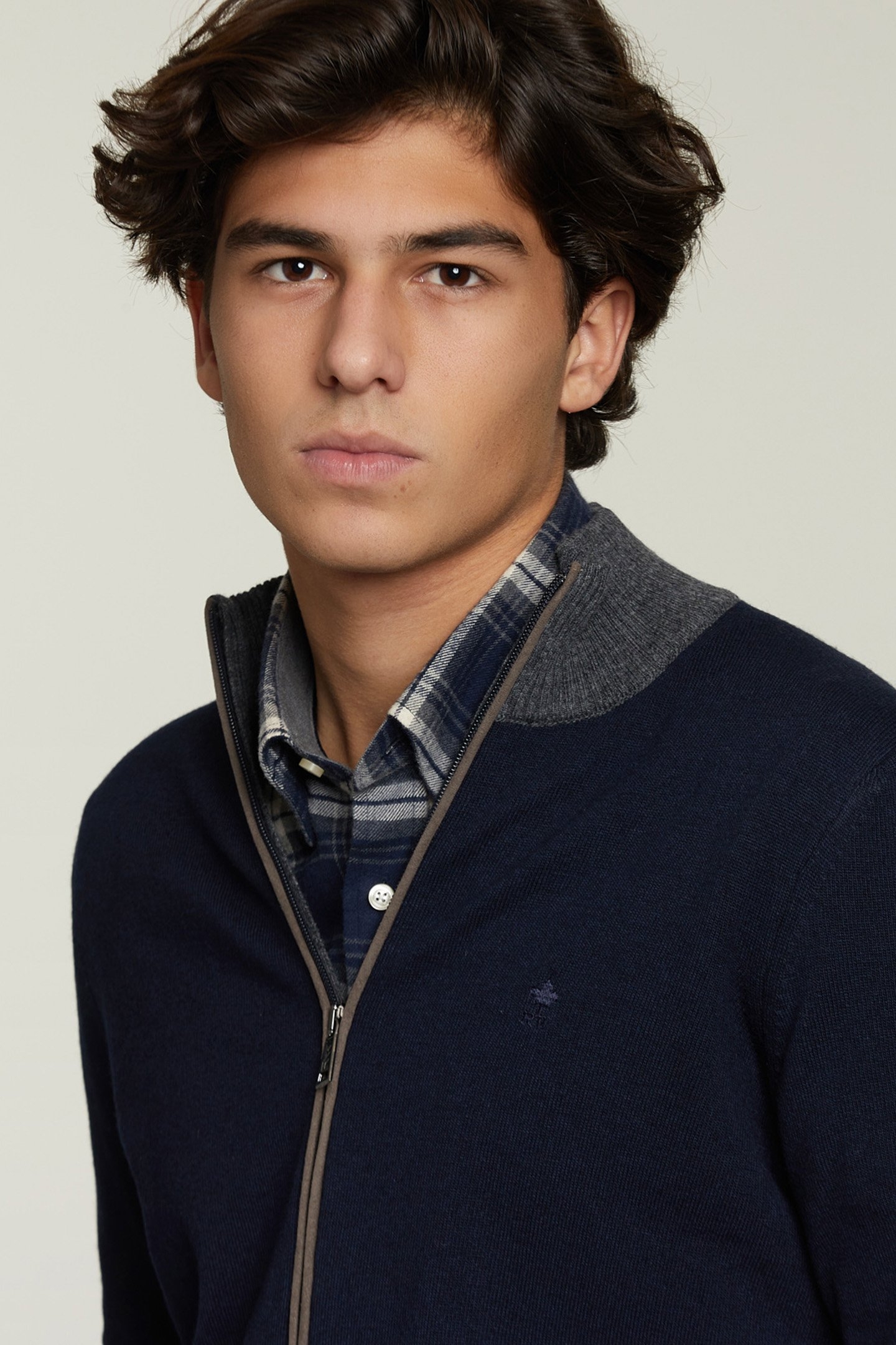 CUSTOM FIT MOCK NECK CARDIGAN NAVY 4