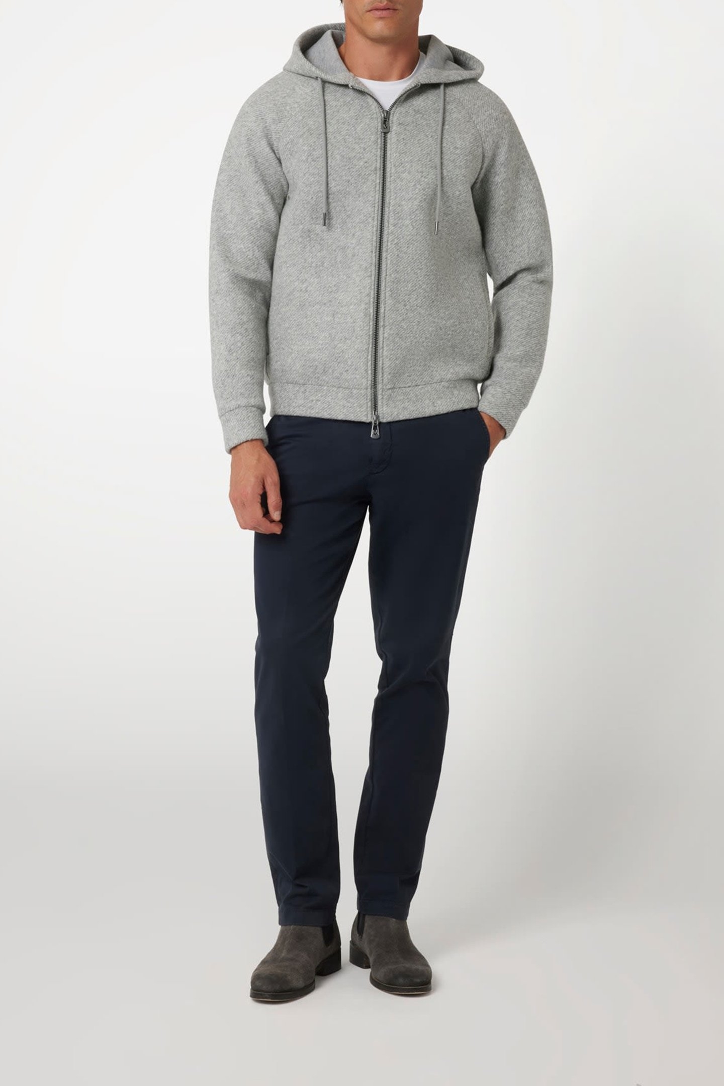 FULL ZIP HOODED FLEE LIGHT STONE HEATHER 3