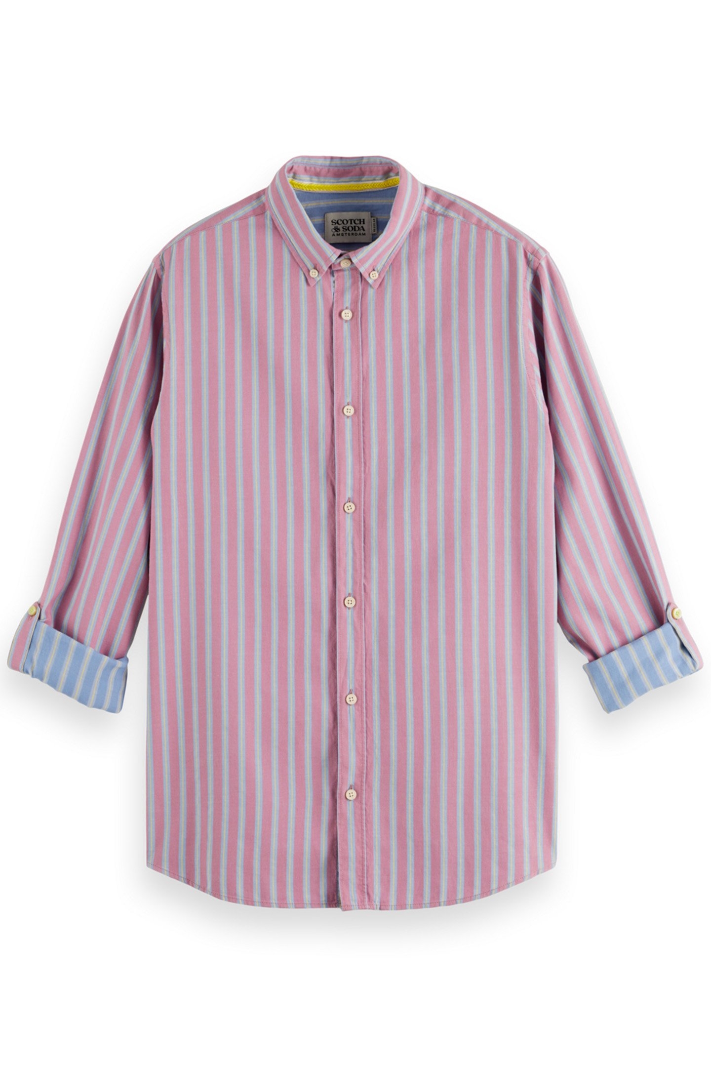 YARN DYE DOBBY STRIPE SHIRT PINK STRIPE 1