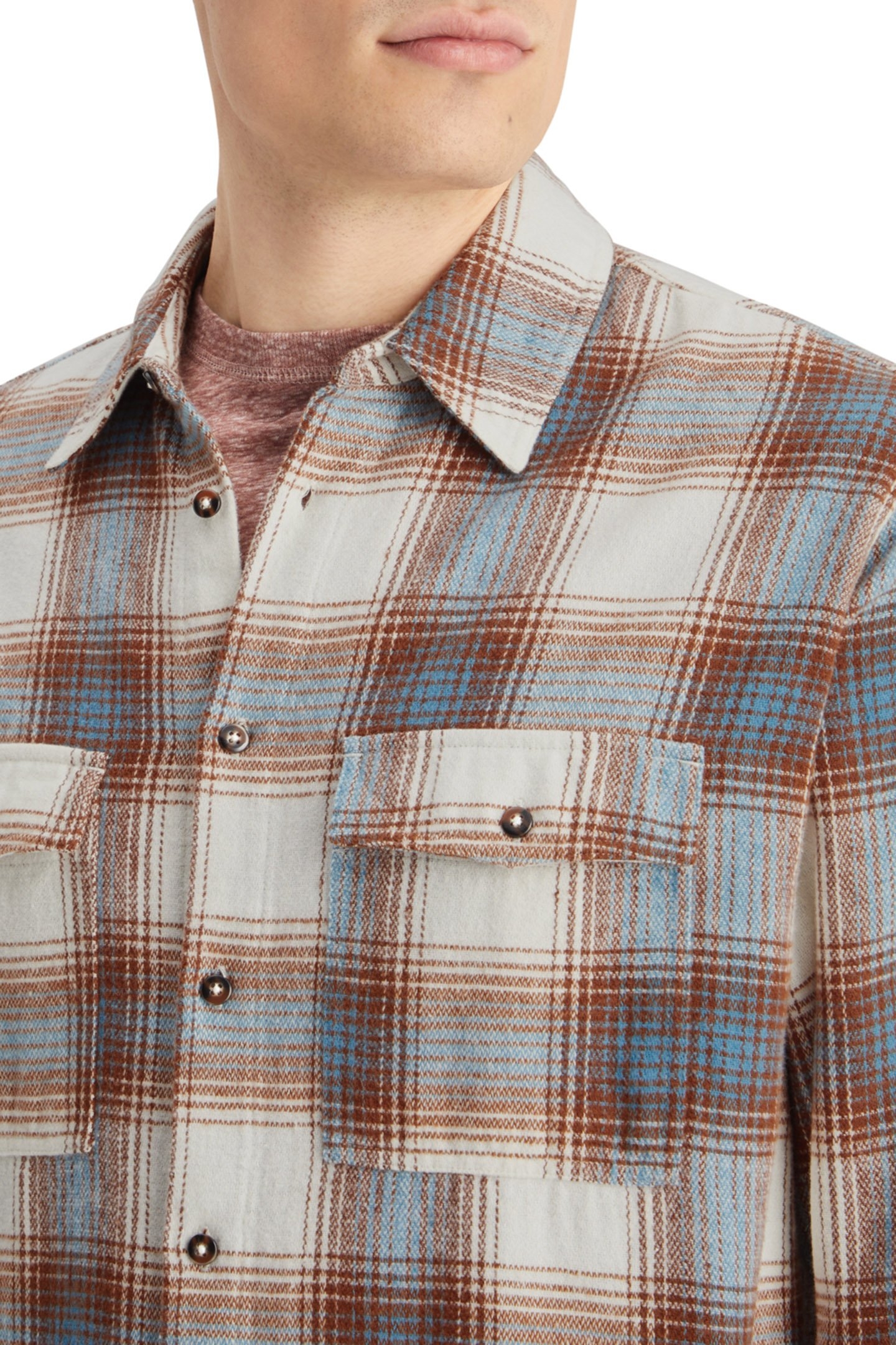 YARN DYE FLANNEL CHECK SHIRT SAND BLUE CHECK 7