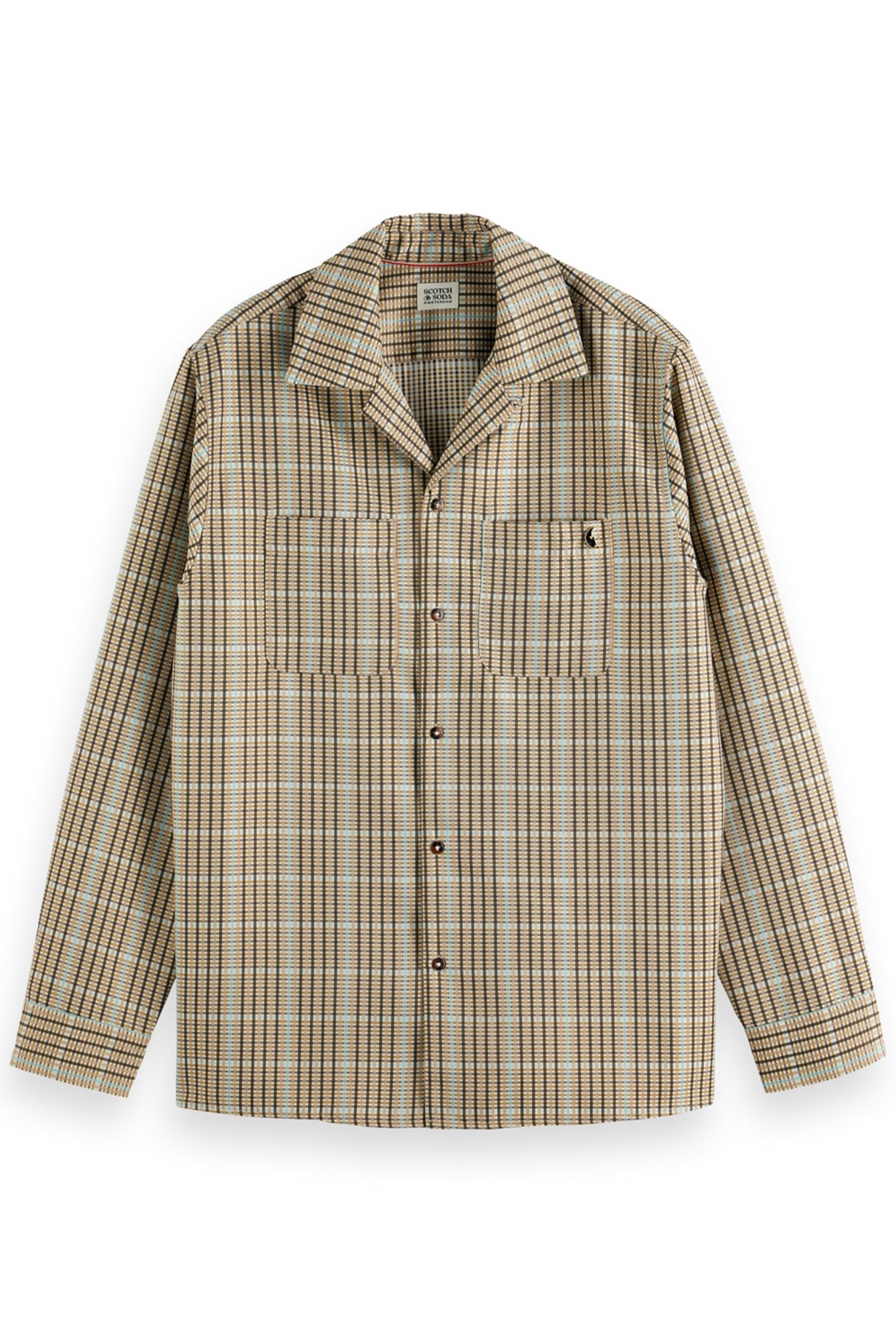 VISCOSE MINIMAL CHECK SHIRT BROWN CHECK 1