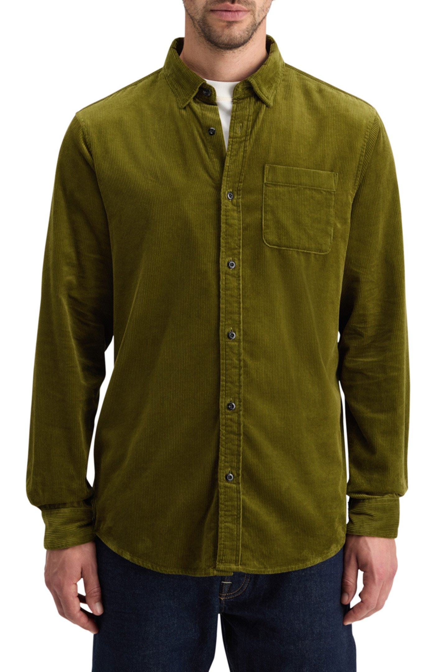 SOLID CORDUROY SHIRT MOSS GREEN 1