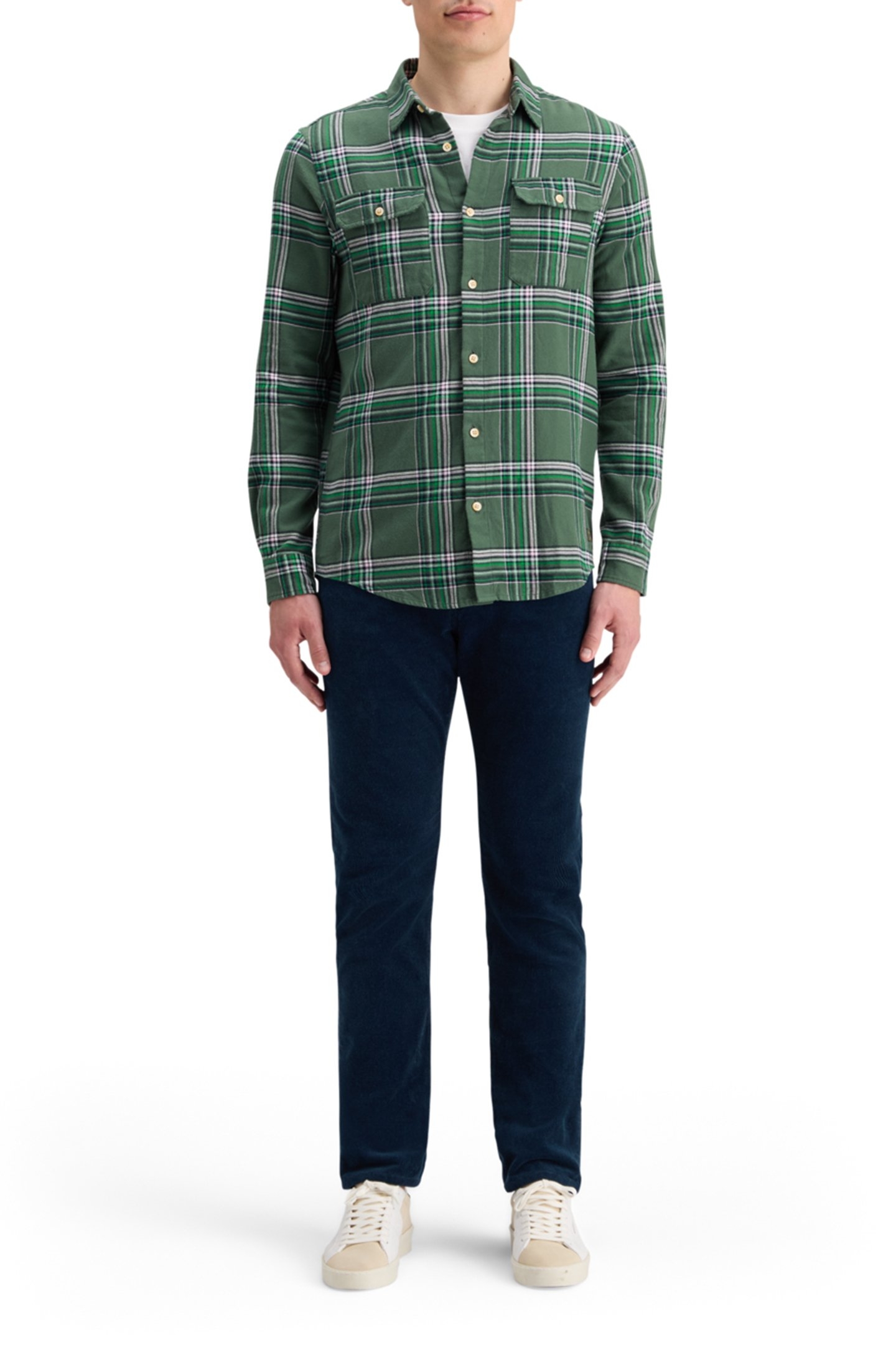REGULAR FIT MULTICOLOURED FLANNEL CHECK SHIRT GREEN CHECK 3