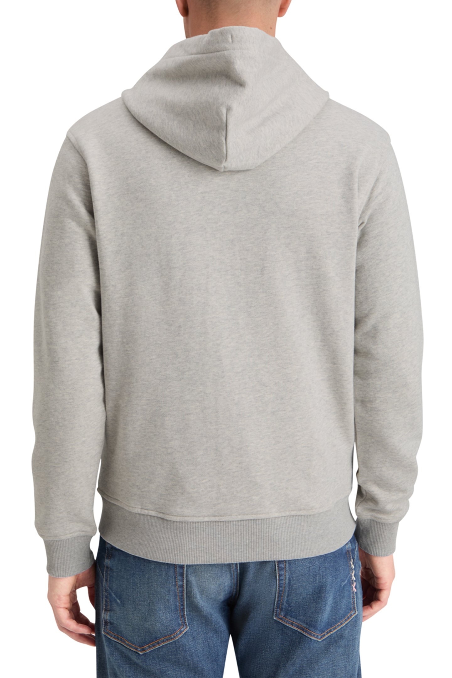 ESSENTIAL LOGO BADGE ZIP-THROUGH HOODIE GREY MELANGE 2