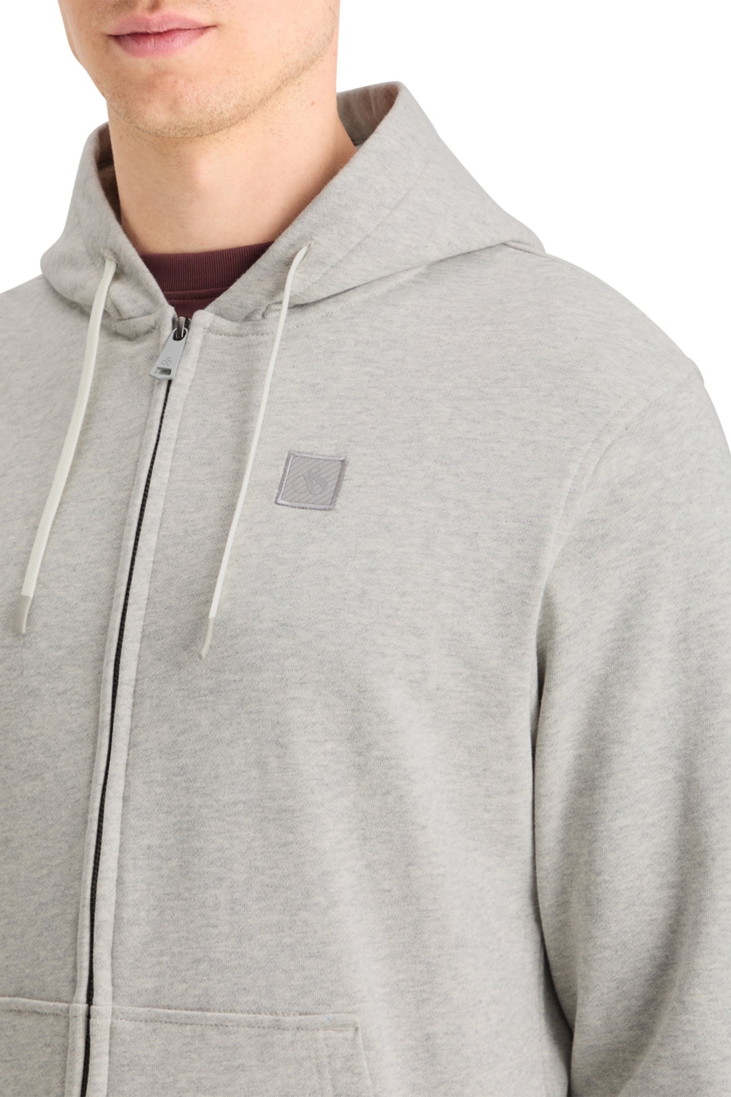 ESSENTIAL LOGO BADGE ZIP-THROUGH HOODIE GREY MELANGE 7