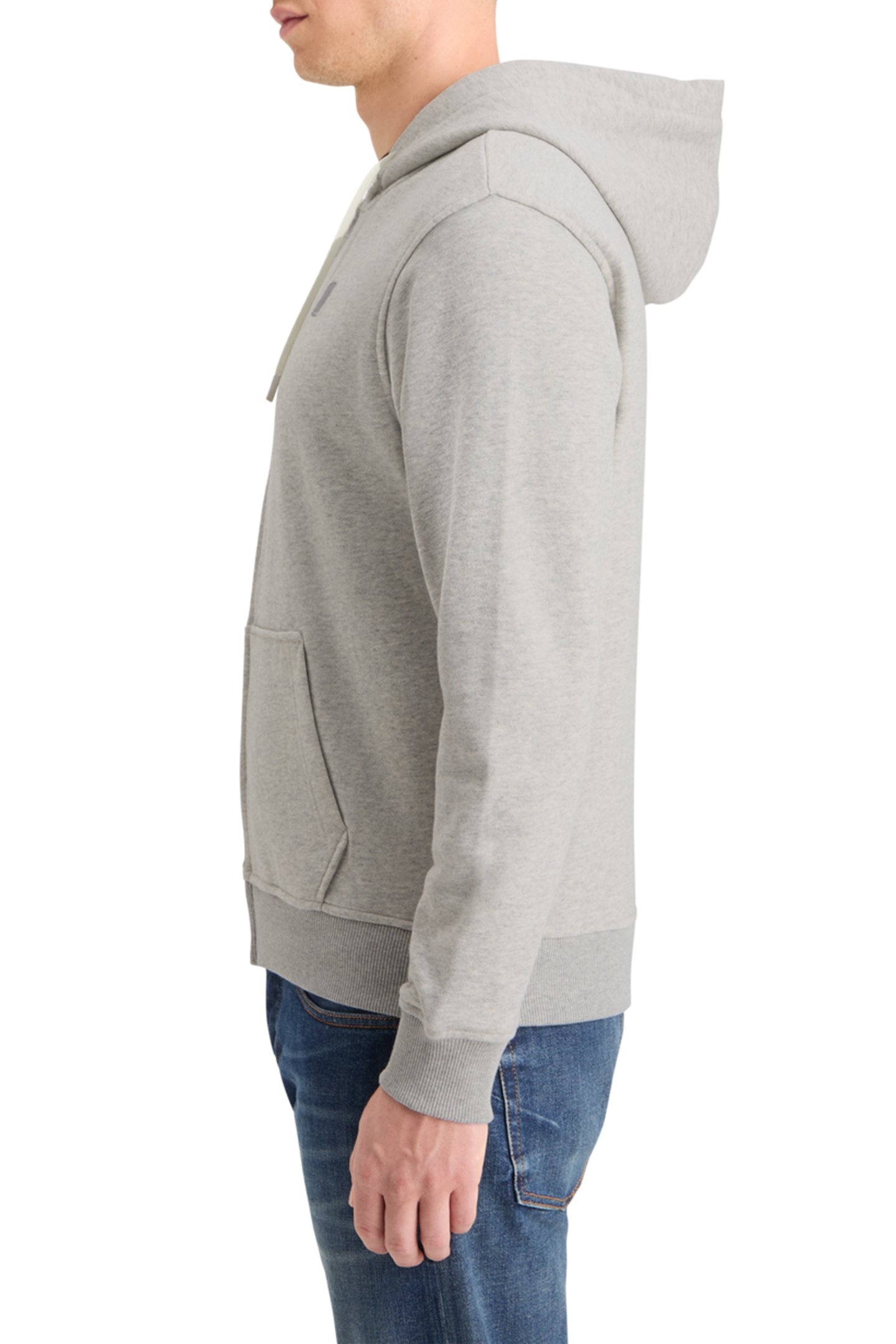ESSENTIAL LOGO BADGE ZIP-THROUGH HOODIE GREY MELANGE 6