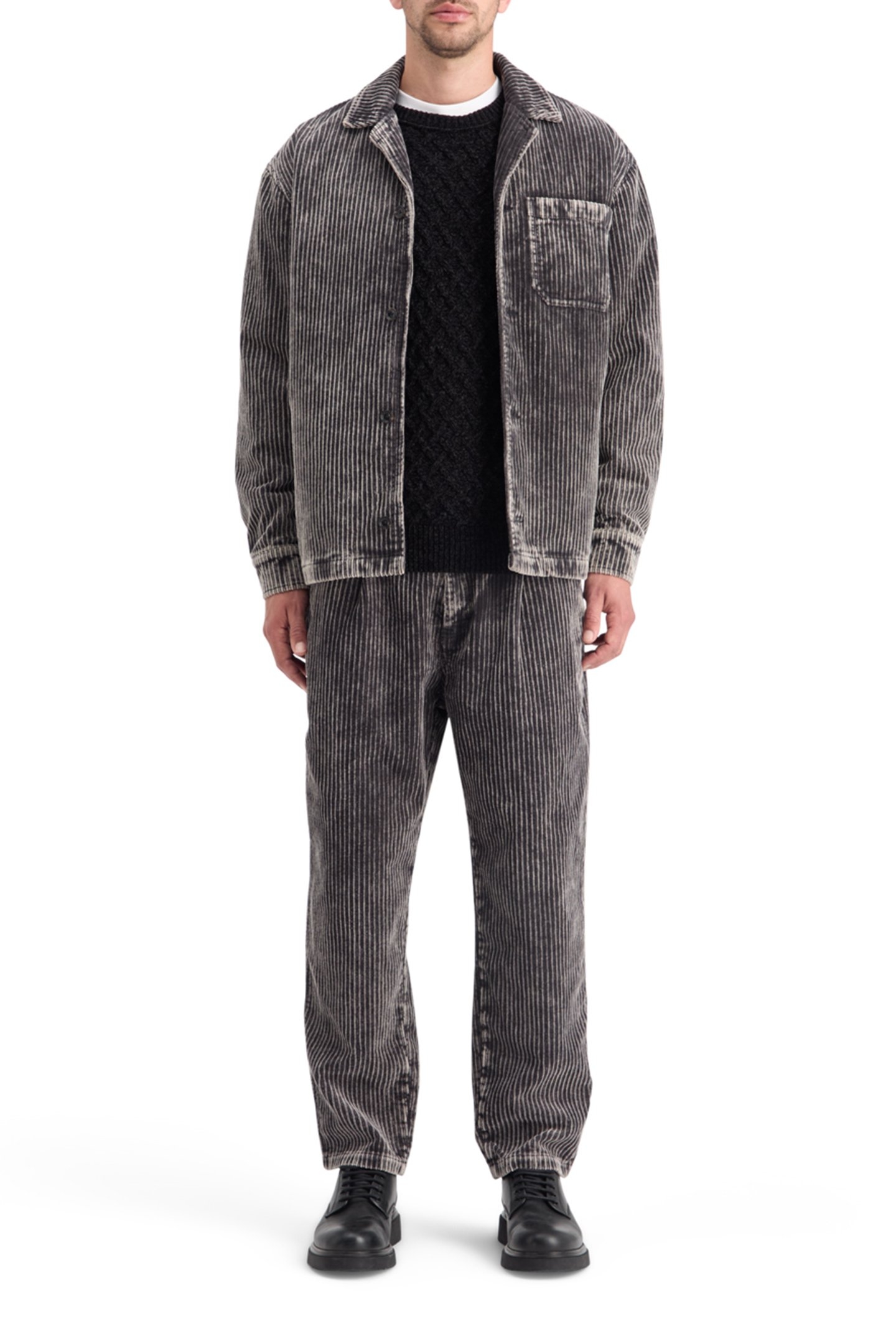 WASHED CORDUROY JACKET WITH DETACHABLE INNER GILET BLACK 6