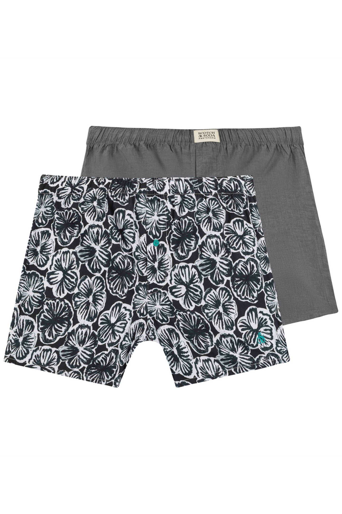 2PK MENS COTTON WOVEN BOXER BRIEF UNDERWEAR BLACK / WHITE 1