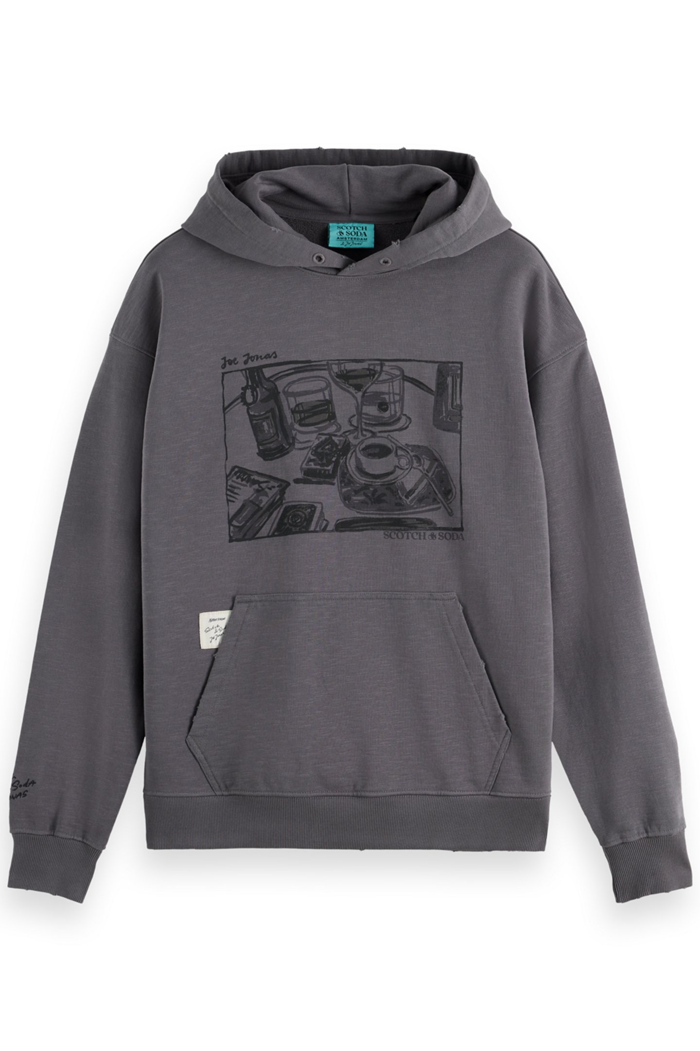JOE JONAS X SCOTCH SODA WASHED ARTWORK HOODIE ASPHALT 1