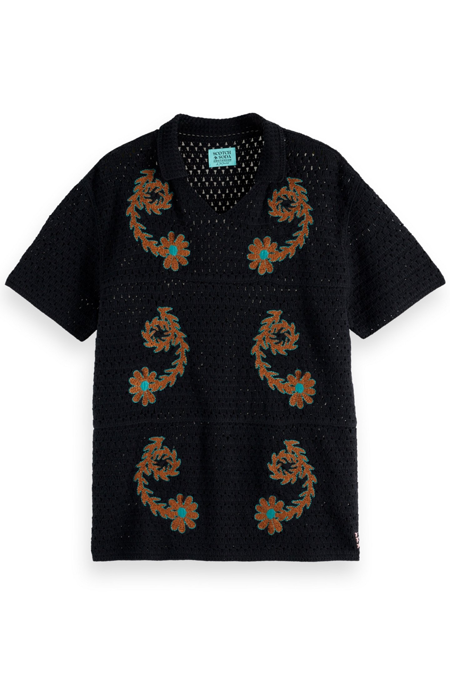 JOE JONAS X SCOTCH SODA CROCHET POLO SHORT SLEEVE BLACK 4