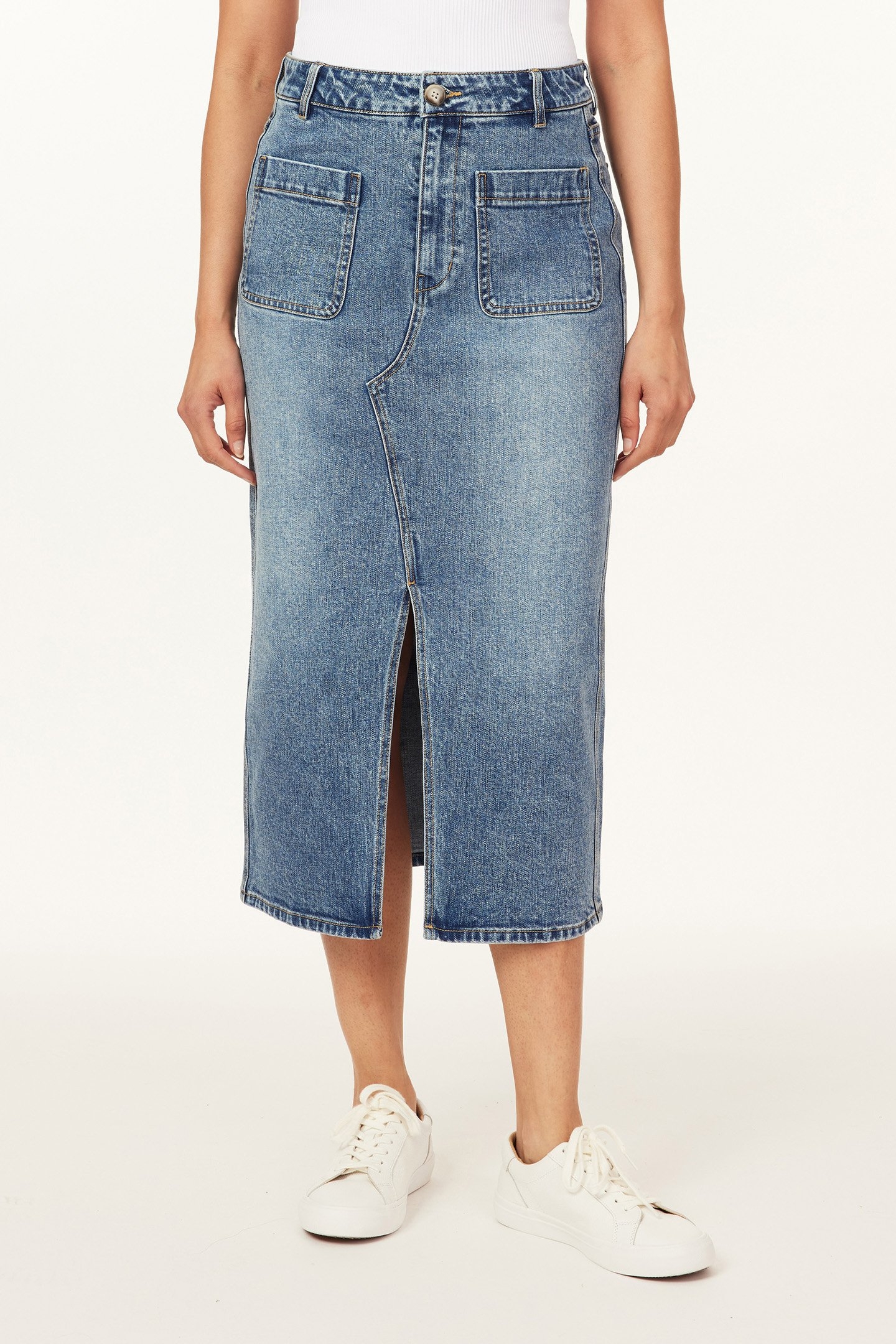 DENIM MIDI SKIRT BEVERLY HILLS 1