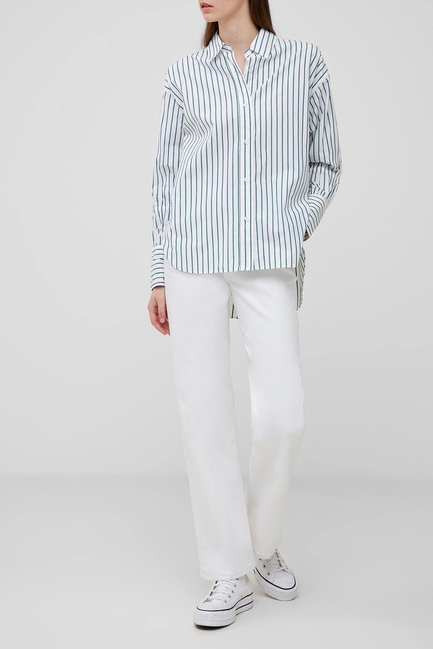 RHODES POPLIN SLV DETAIL SHIRT LINEN WHITE/FOREST G 2