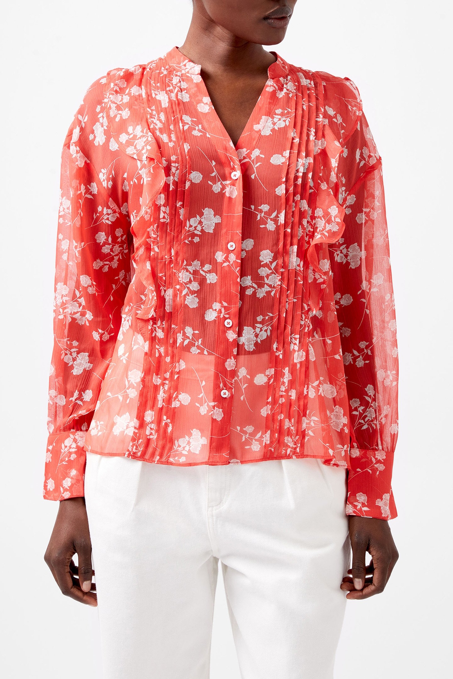 ALESSANDRA CRINKLE BLOUSE CAYENNE RED/WHITE 1