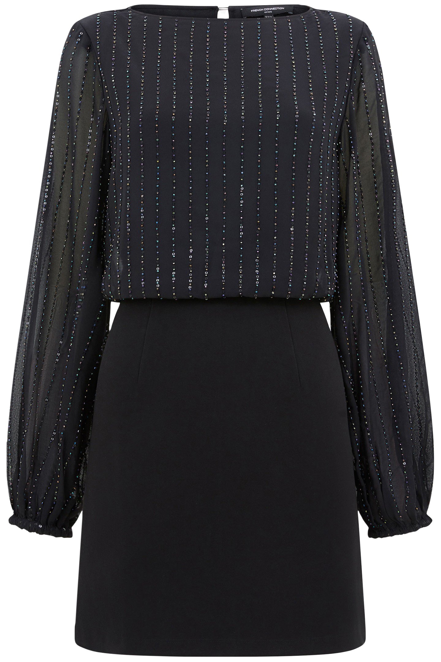 EFFY SEQUIN LS SLASH NK DRESS BLACKOUT MULTI 4