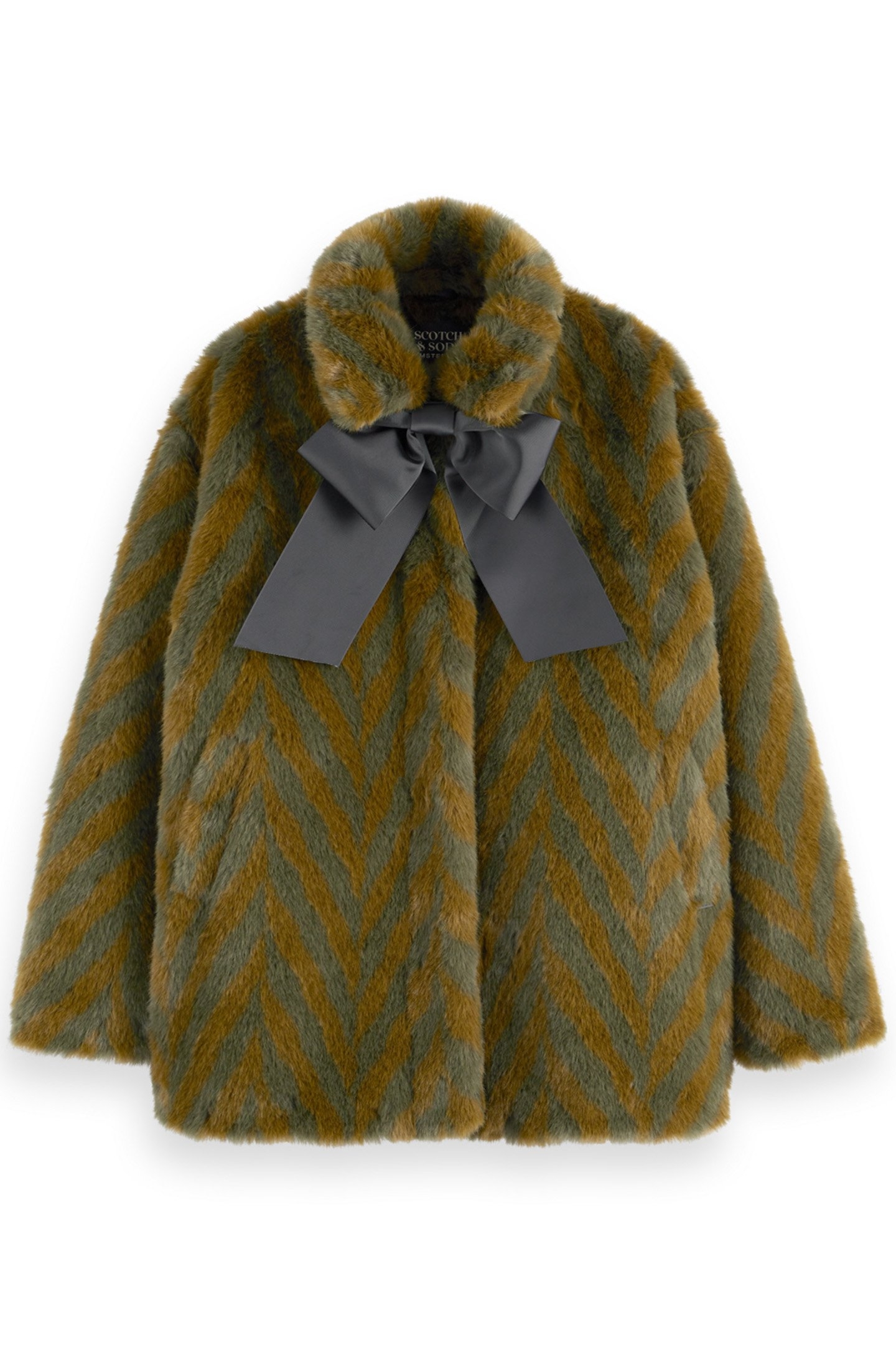 A-LINE FAUX FUR COAT OLIVE 6